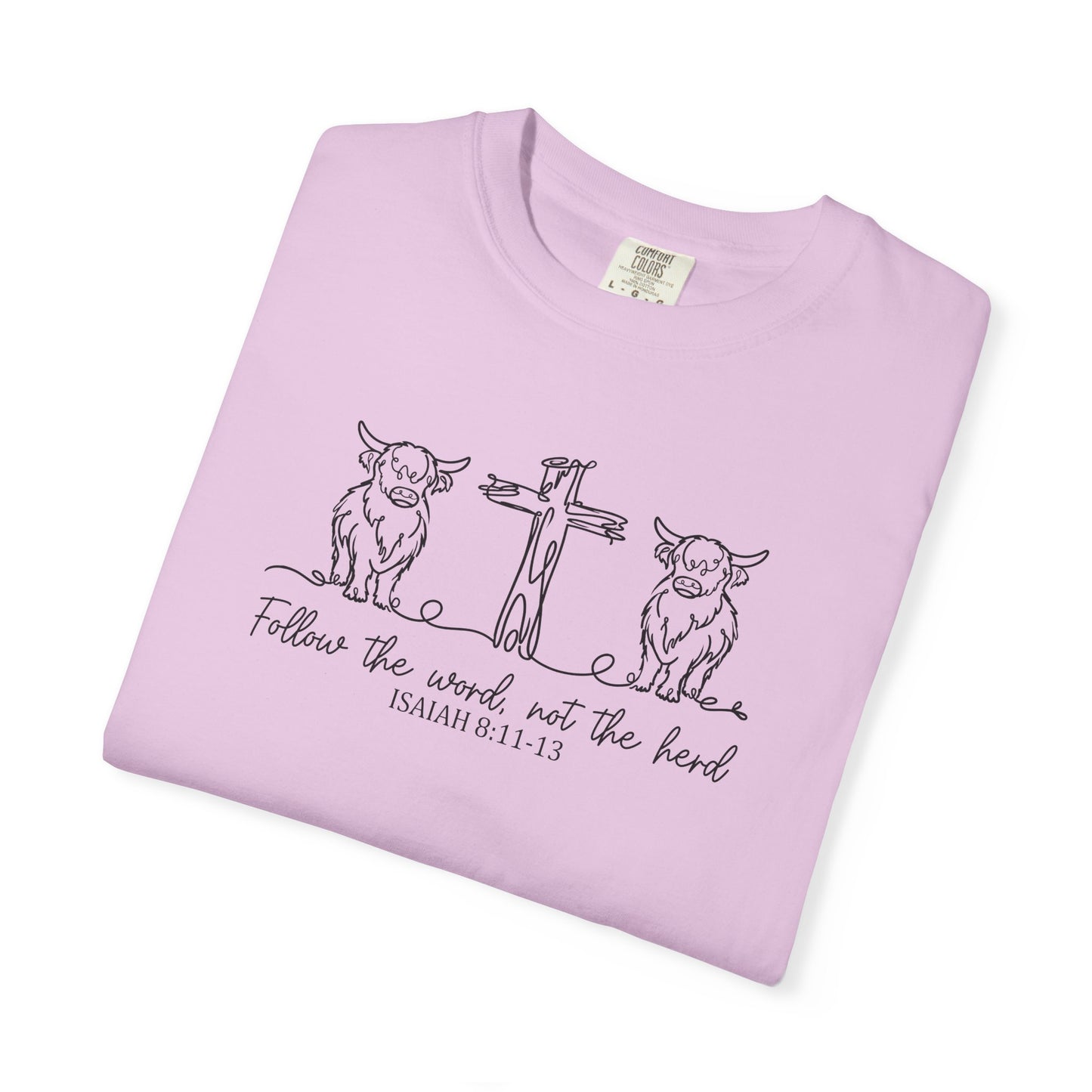 Christian Cross & Cow T-Shirt — "Follow the Word, Not the Herd" Graphic Tee