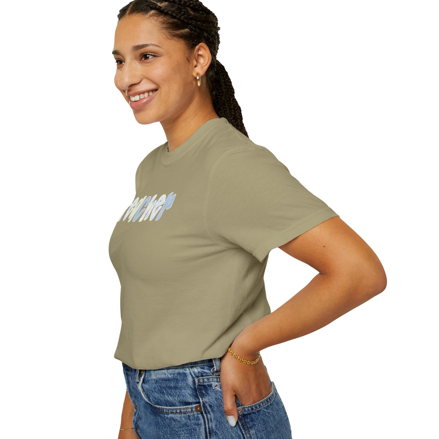 Teacher Floral Bubble Text T-Shirt — Cute Teacher Gift Tee