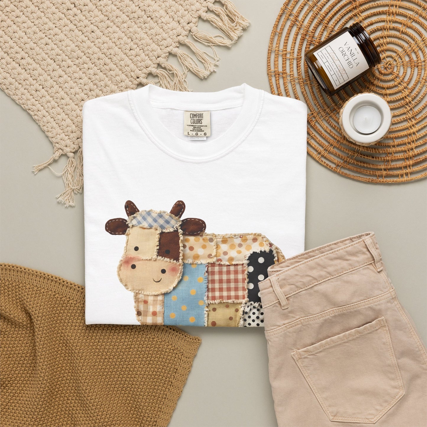 Patchwork Cow Print T-Shirt — Cute Farm Animal Graphic Tee