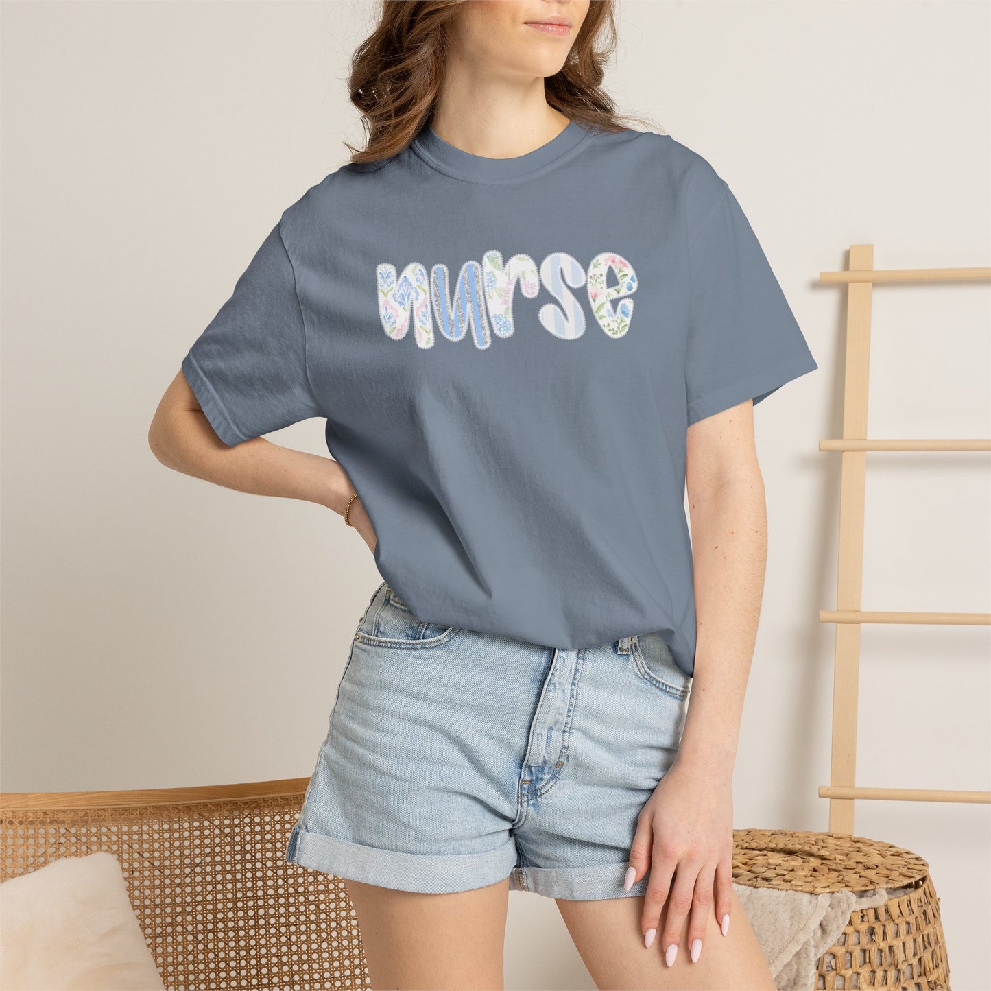 Nurse Floral Script T‑Shirt — Healthcare Appreciation