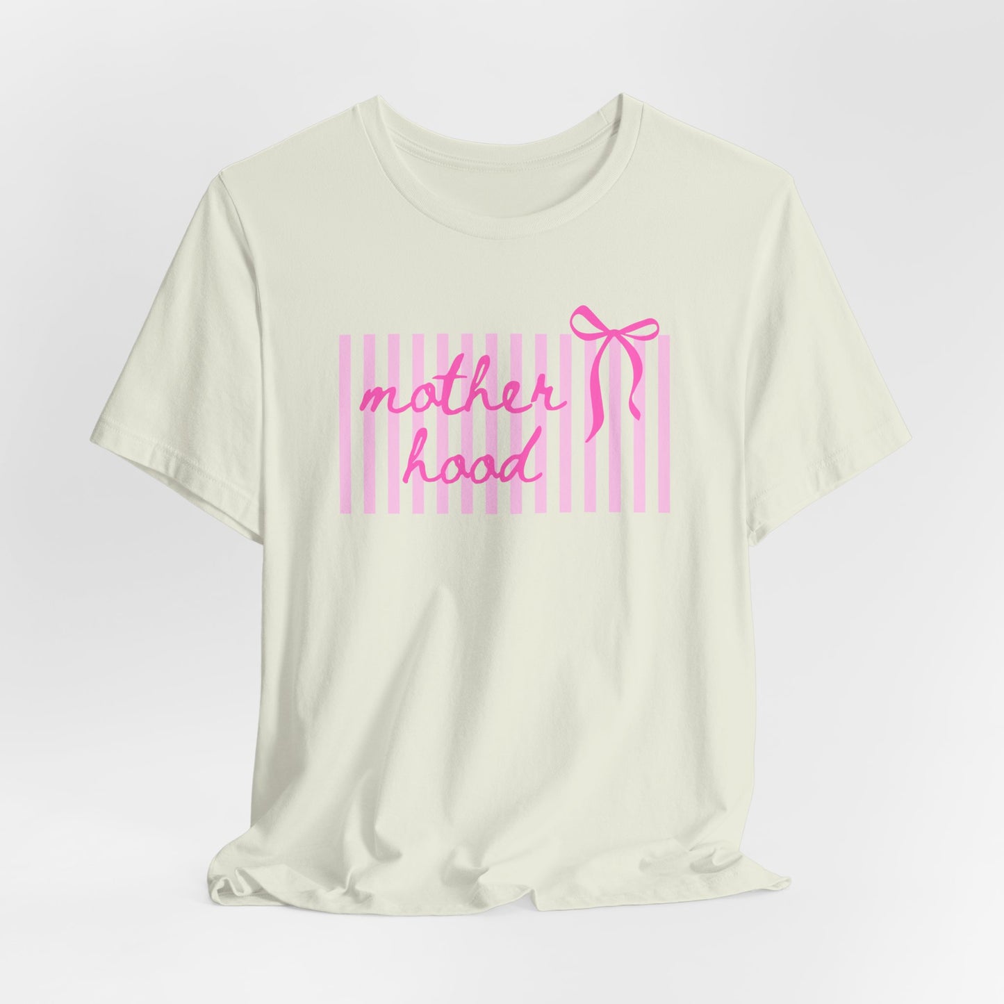 Motherhood Tee - Pink Stripes & Bow Mom Shirt