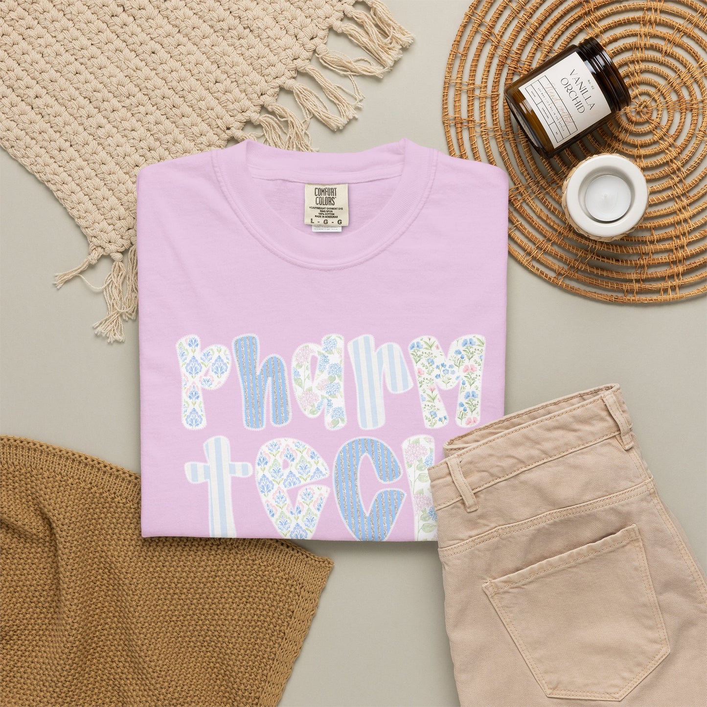 Pharm Tech T-Shirt — Floral Pastel Typography Tee