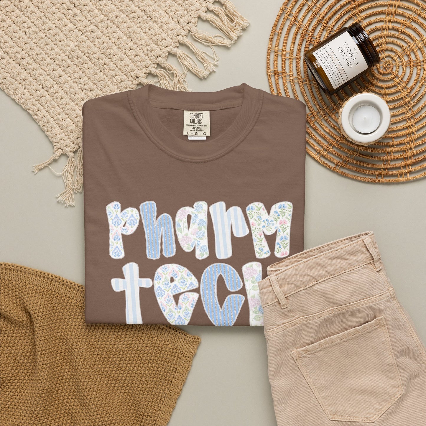 Pharm Tech T-Shirt — Floral Pastel Typography Tee