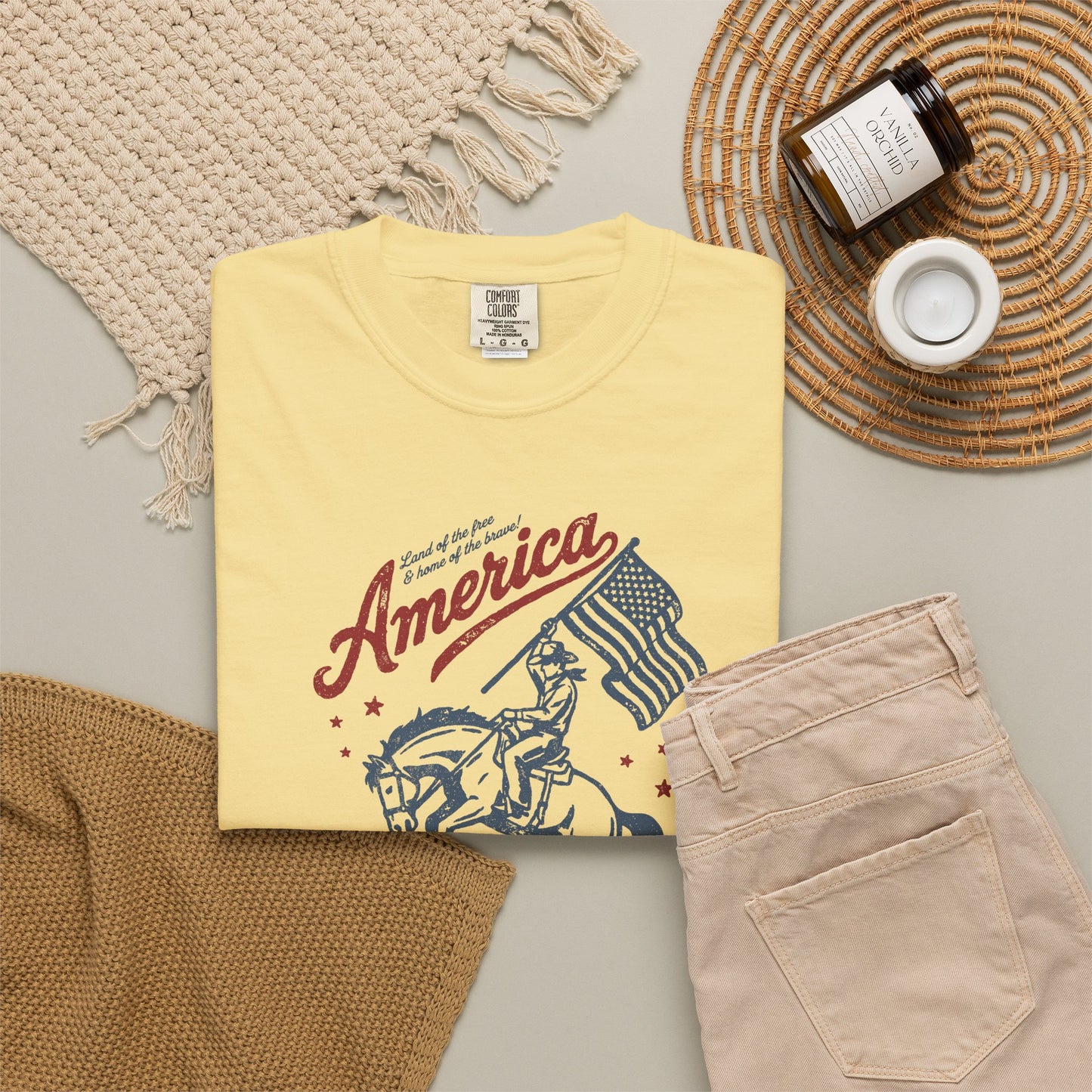 America Cowboy Flag T-Shirt – Retro Patriotic Rodeo Tee