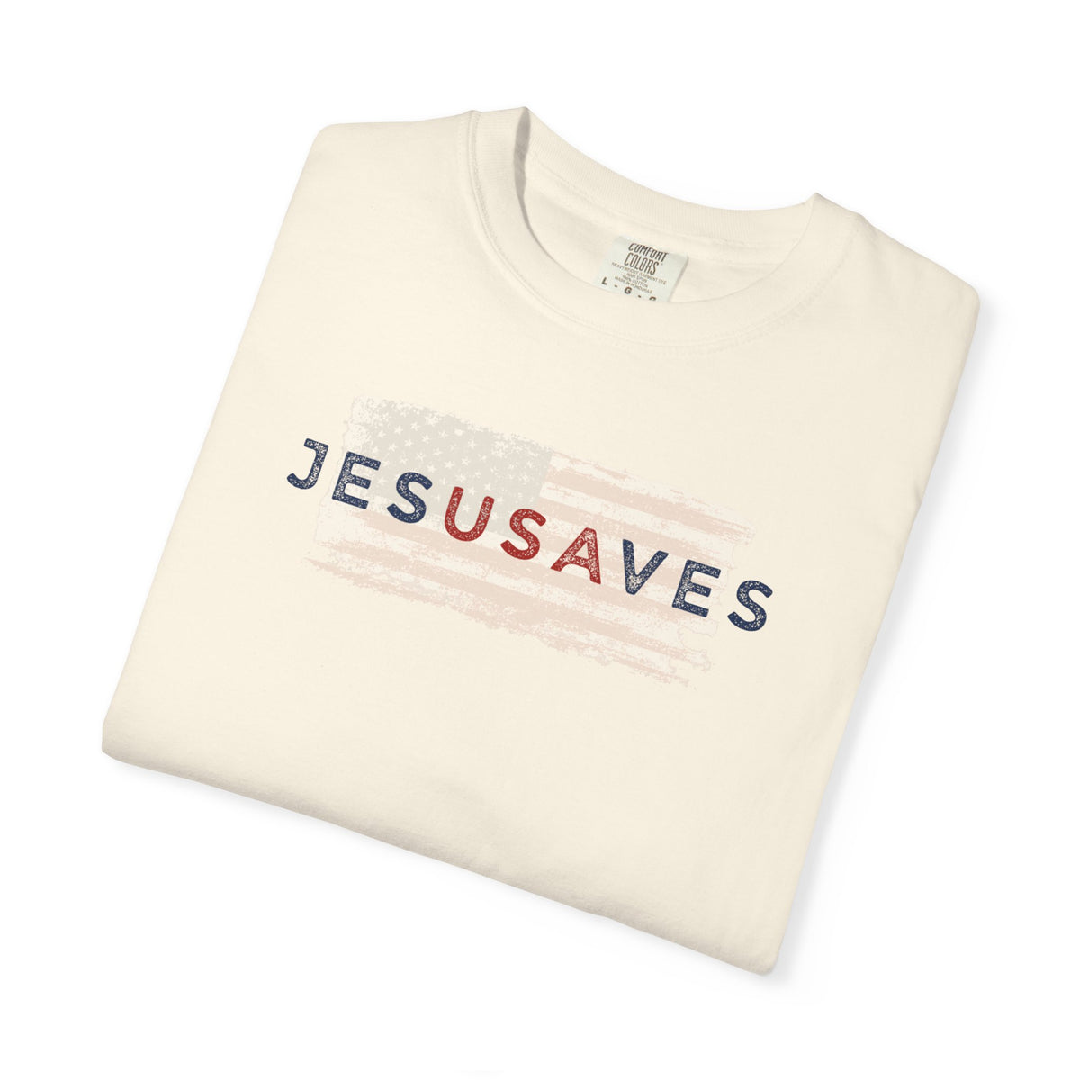 Jesus Saves T‑Shirt — Patriotic Faith Graphic Tee