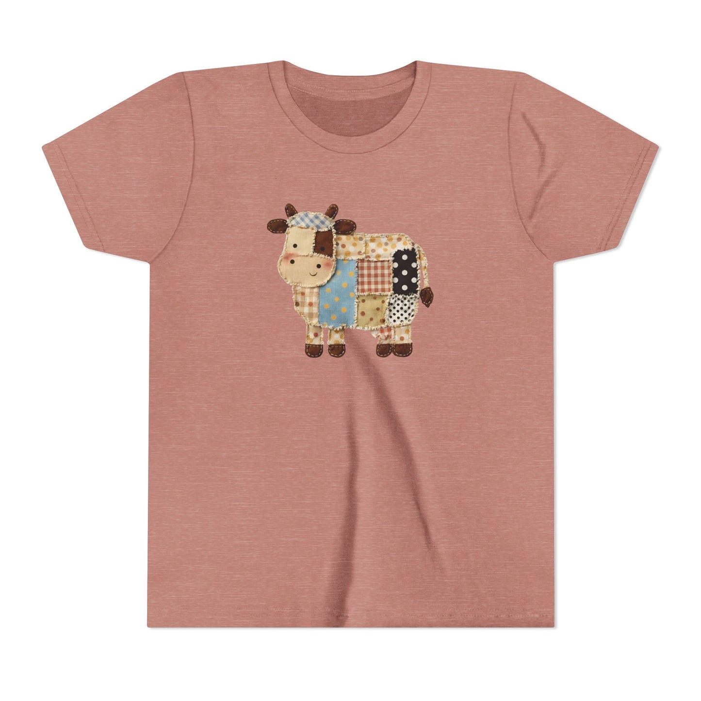 Kids Cow Patchwork Print T-Shirt – Cute Patchwork Calf Graphic Youth Tee