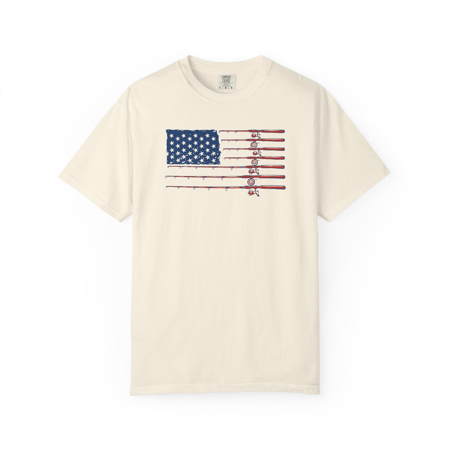 American Fishing Flag T-Shirt — Patriotic Bass Rods Graphic Tee