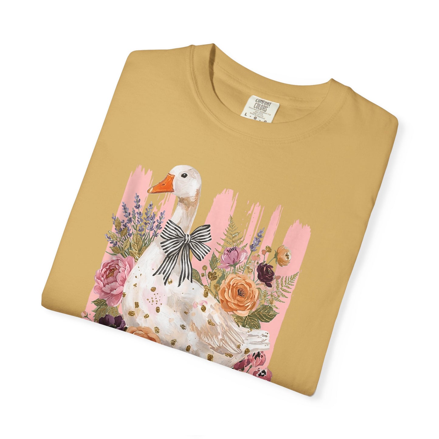 Autumn Farmyard Goose T-Shirt — Pumpkin & Floral Fall Tee