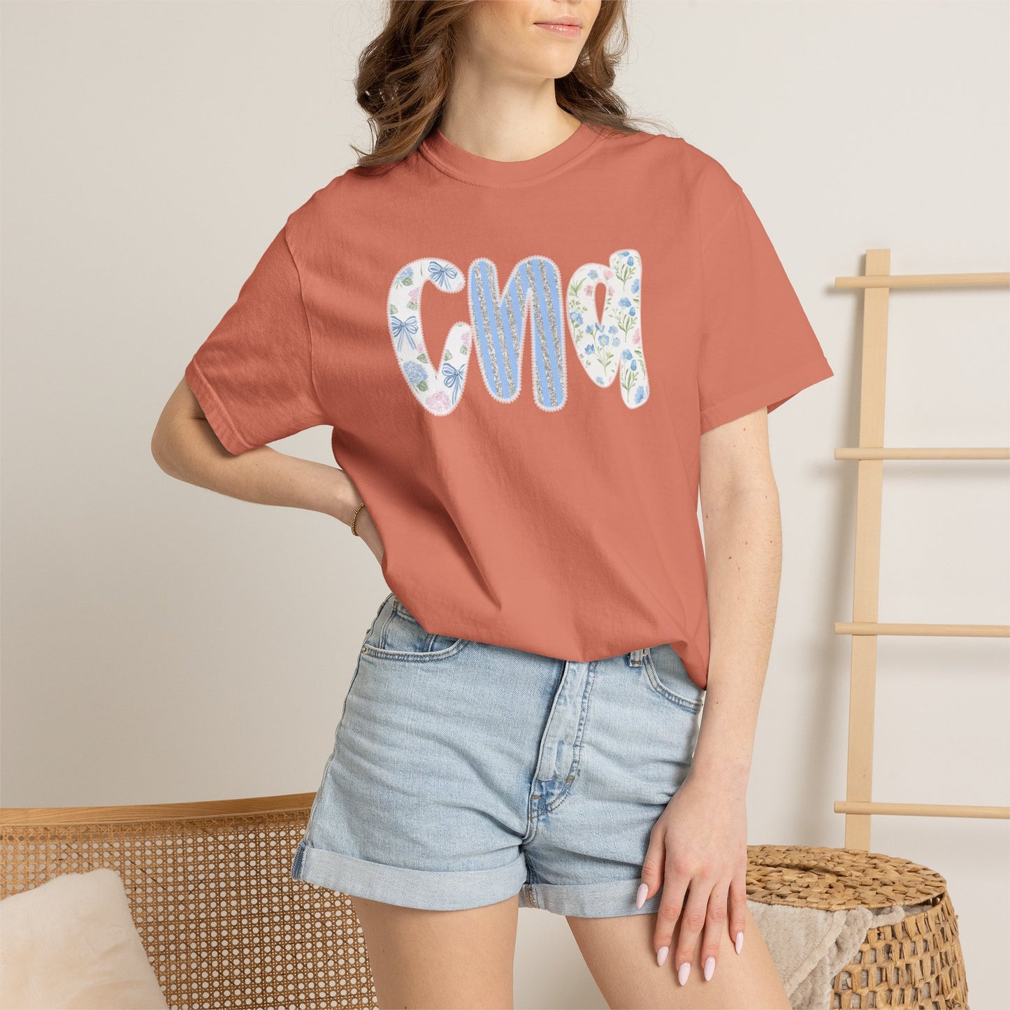 CNA Floral Script T-Shirt — Nurse Appreciation Gift