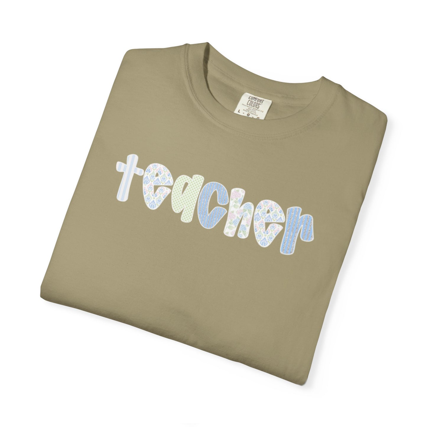 Teacher Floral Bubble Text T-Shirt — Cute Teacher Gift Tee