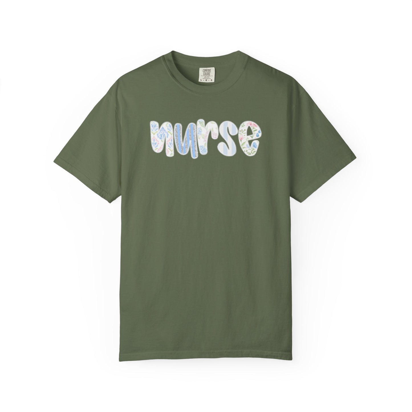 Nurse Floral Script T‑Shirt — Healthcare Appreciation