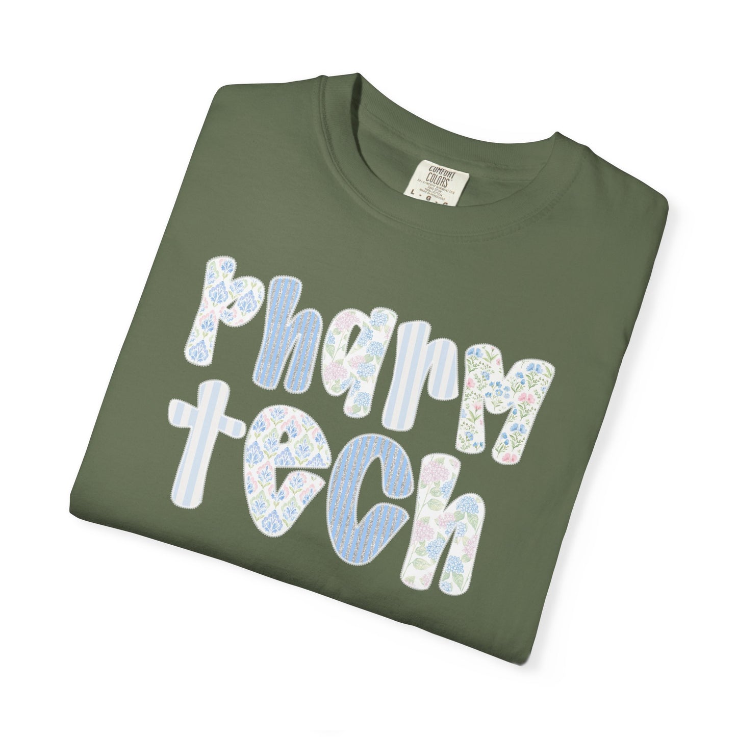 Pharm Tech T-Shirt — Floral Pastel Typography Tee
