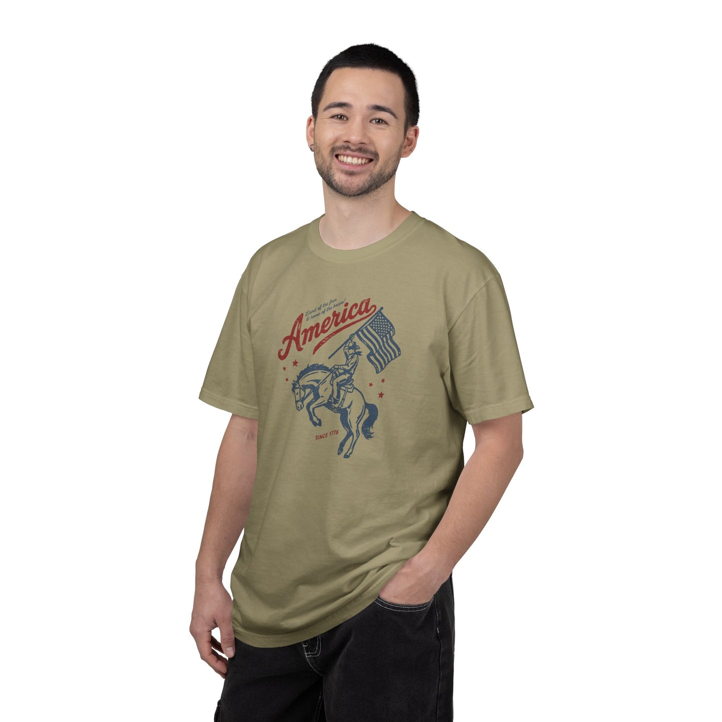 America Cowboy Flag T-Shirt – Retro Patriotic Rodeo Tee