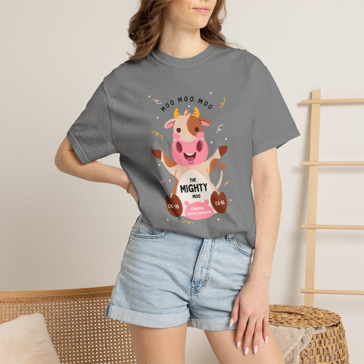 Mighty Moo Cow Graphic T-Shirt — Cute Farm Animal Tee