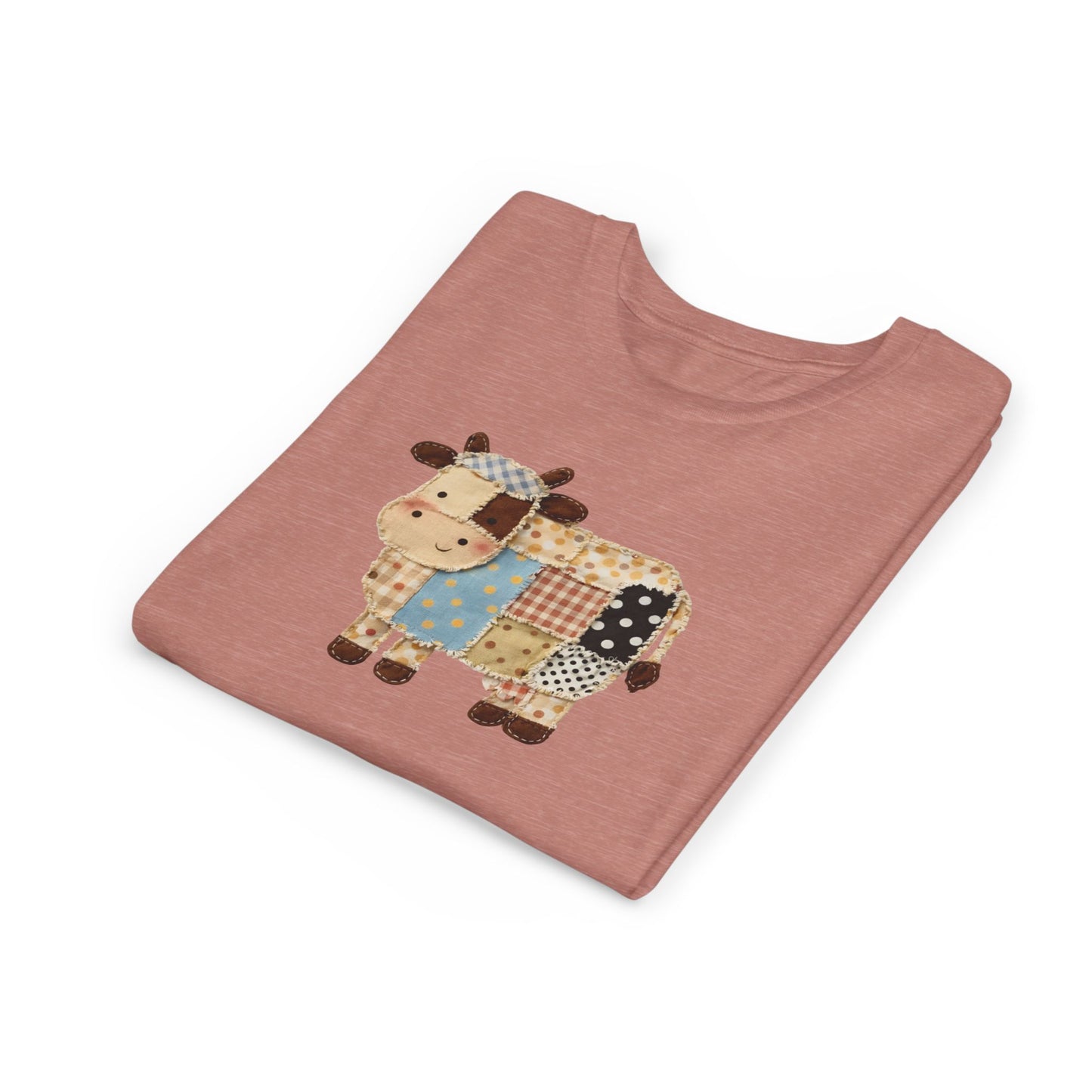 Kids Cow Patchwork Print T-Shirt – Cute Patchwork Calf Graphic Youth Tee