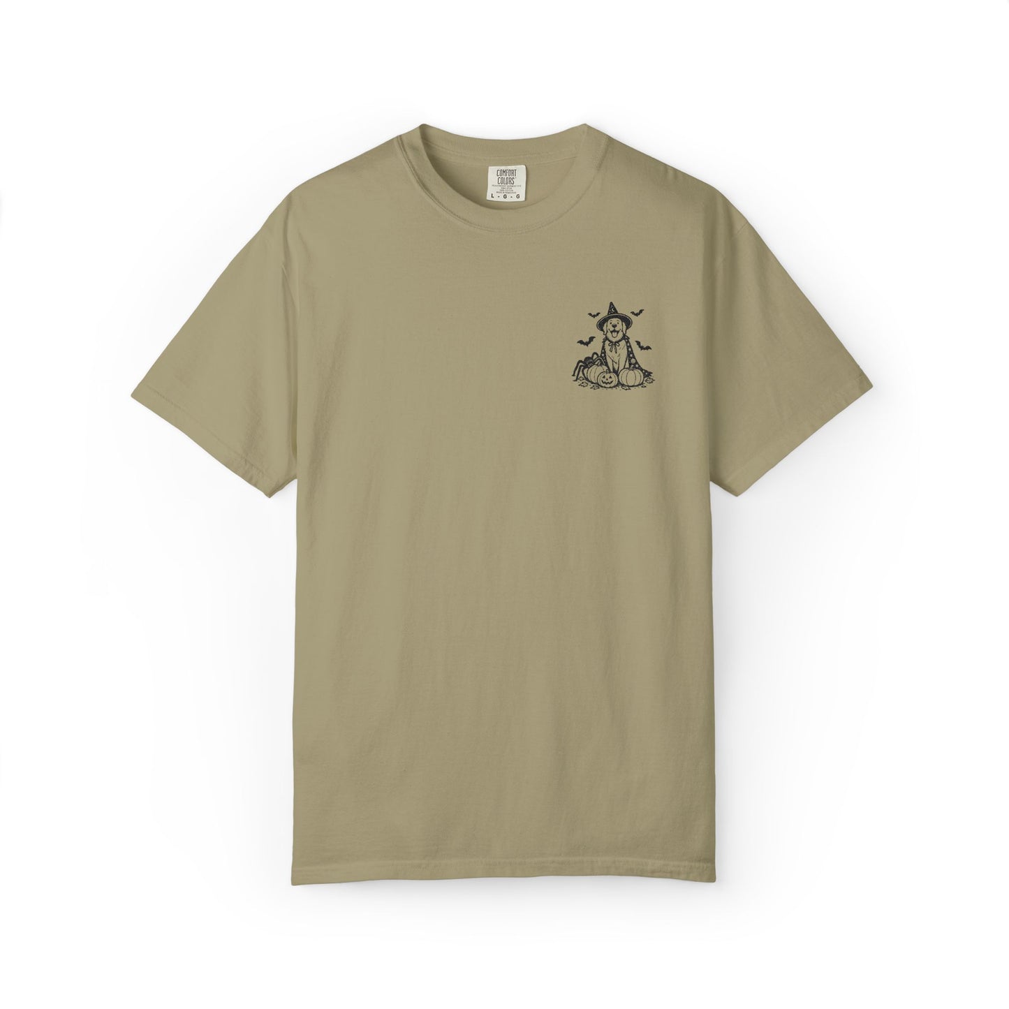 Pocket Spooky Golden Retriever Fall T-Shirt — Embroidered