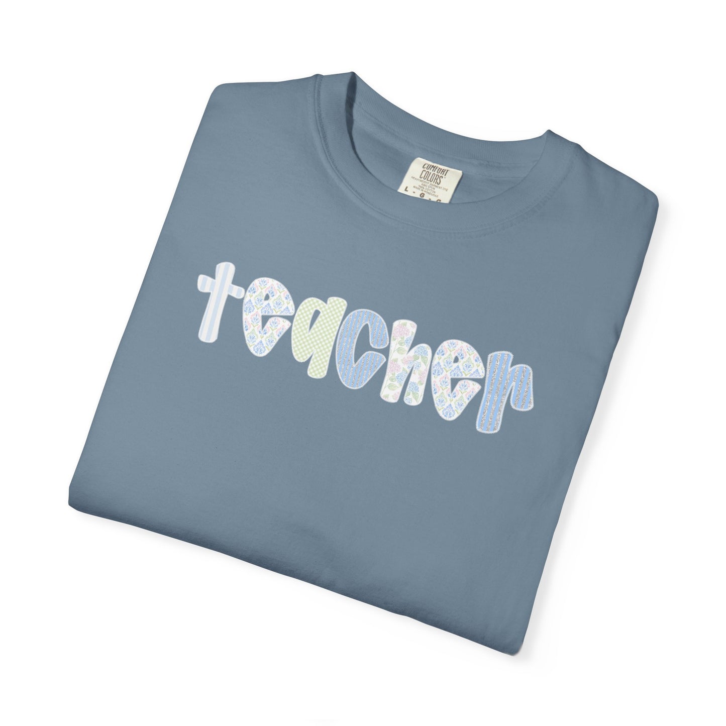 Teacher Floral Bubble Text T-Shirt — Cute Teacher Gift Tee
