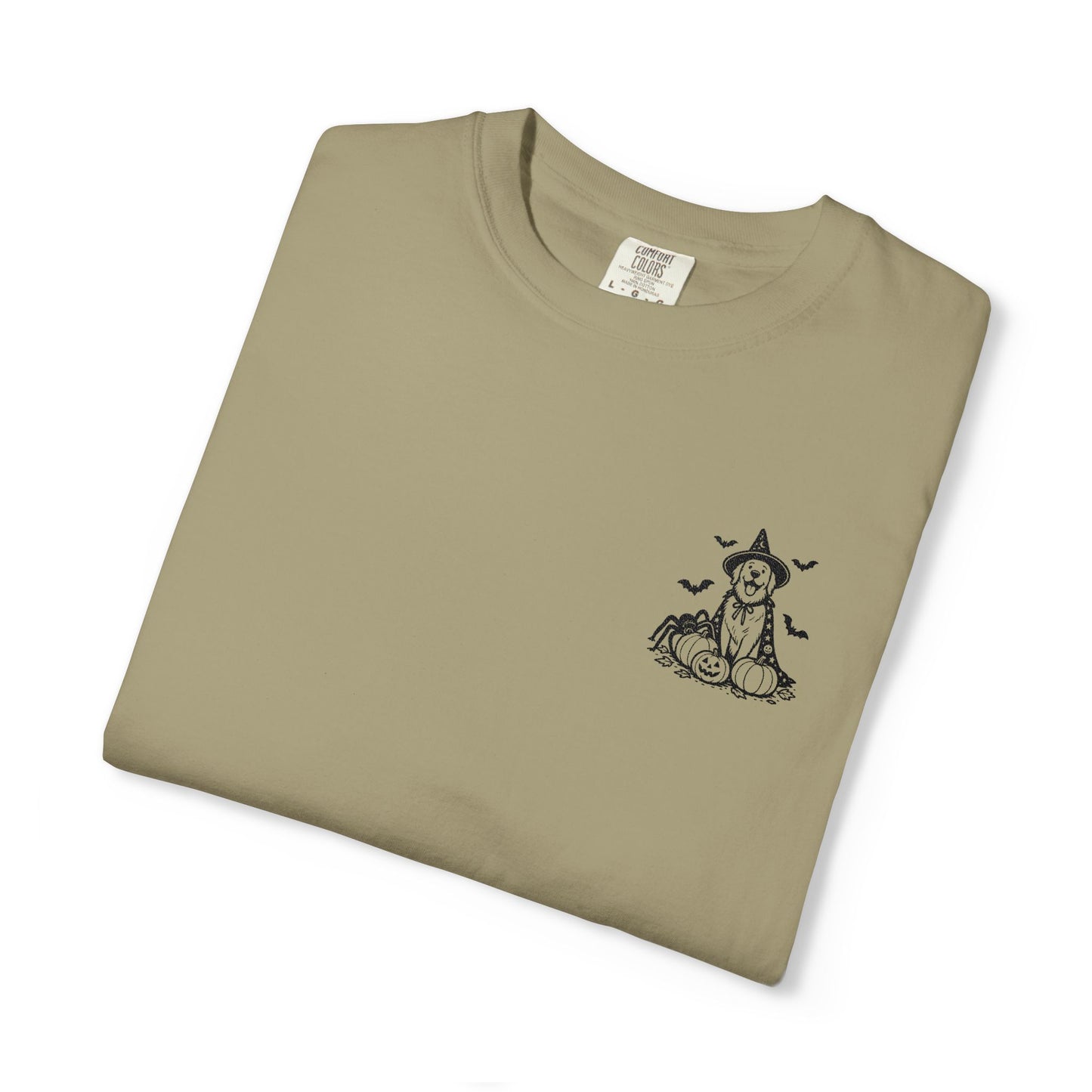 Pocket Spooky Golden Retriever Fall T-Shirt — Embroidered
