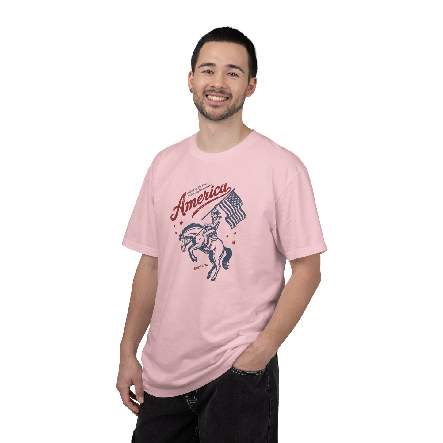 America Cowboy Flag T-Shirt – Retro Patriotic Rodeo Tee