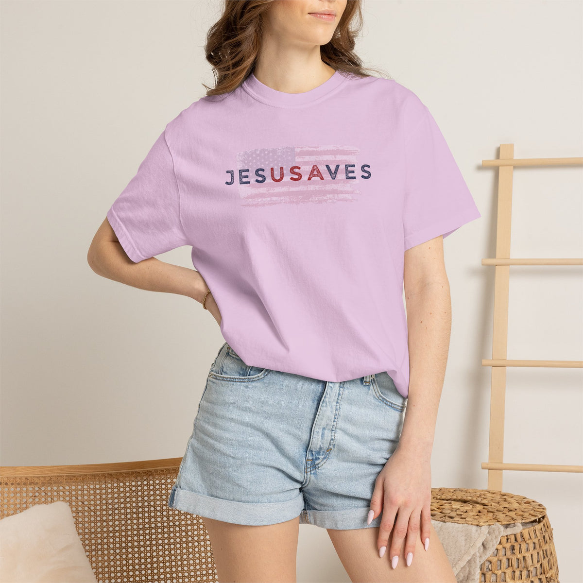 Jesus Saves T‑Shirt — Patriotic Faith Graphic Tee