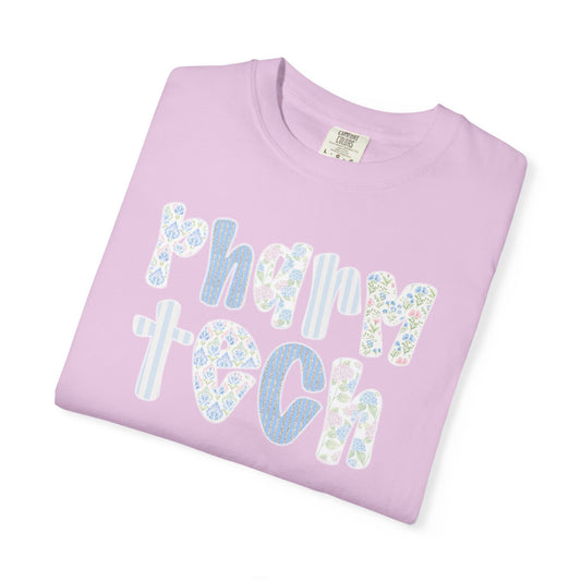 Pharm Tech T-Shirt — Floral Pastel Typography Tee