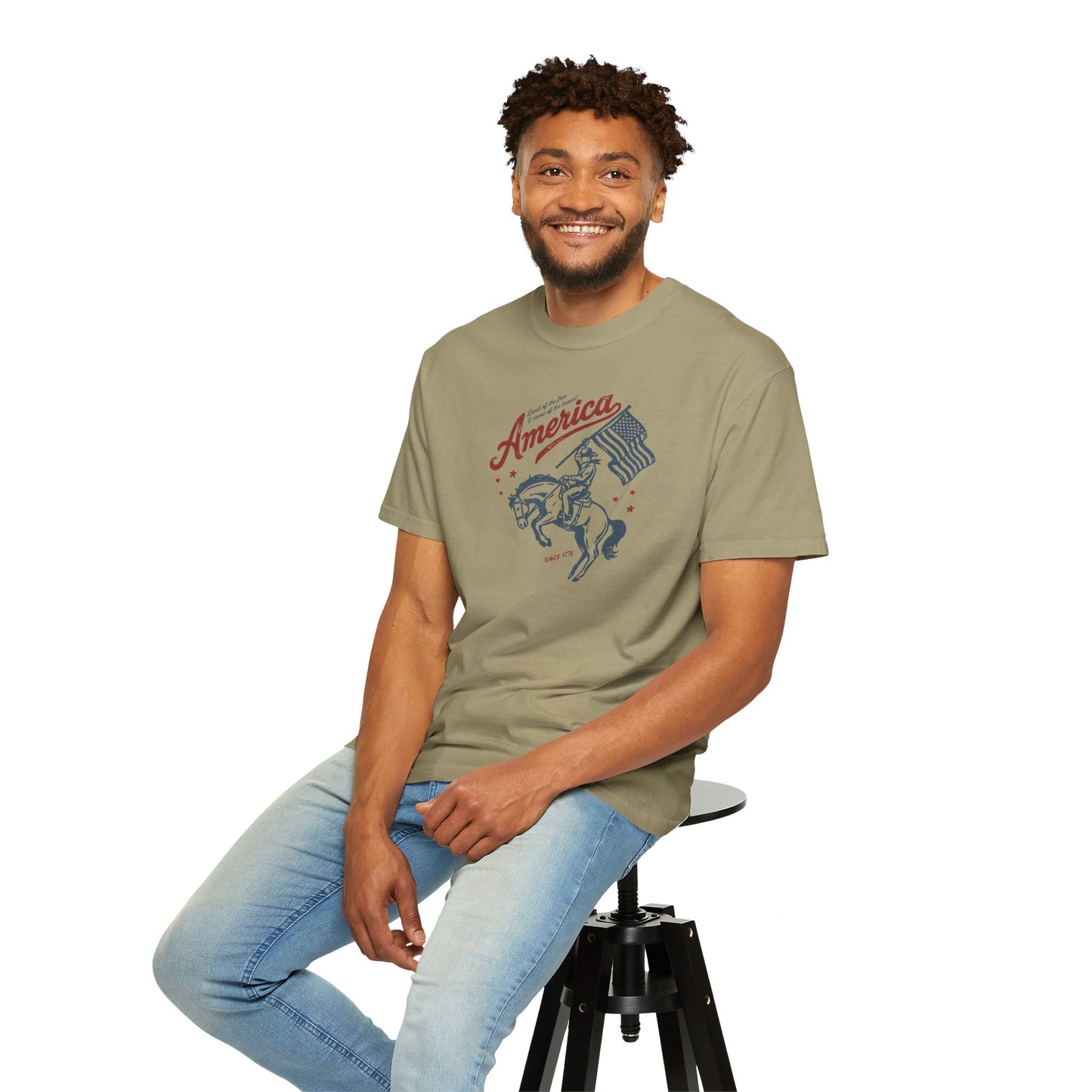 America Cowboy Flag T-Shirt – Retro Patriotic Rodeo Tee