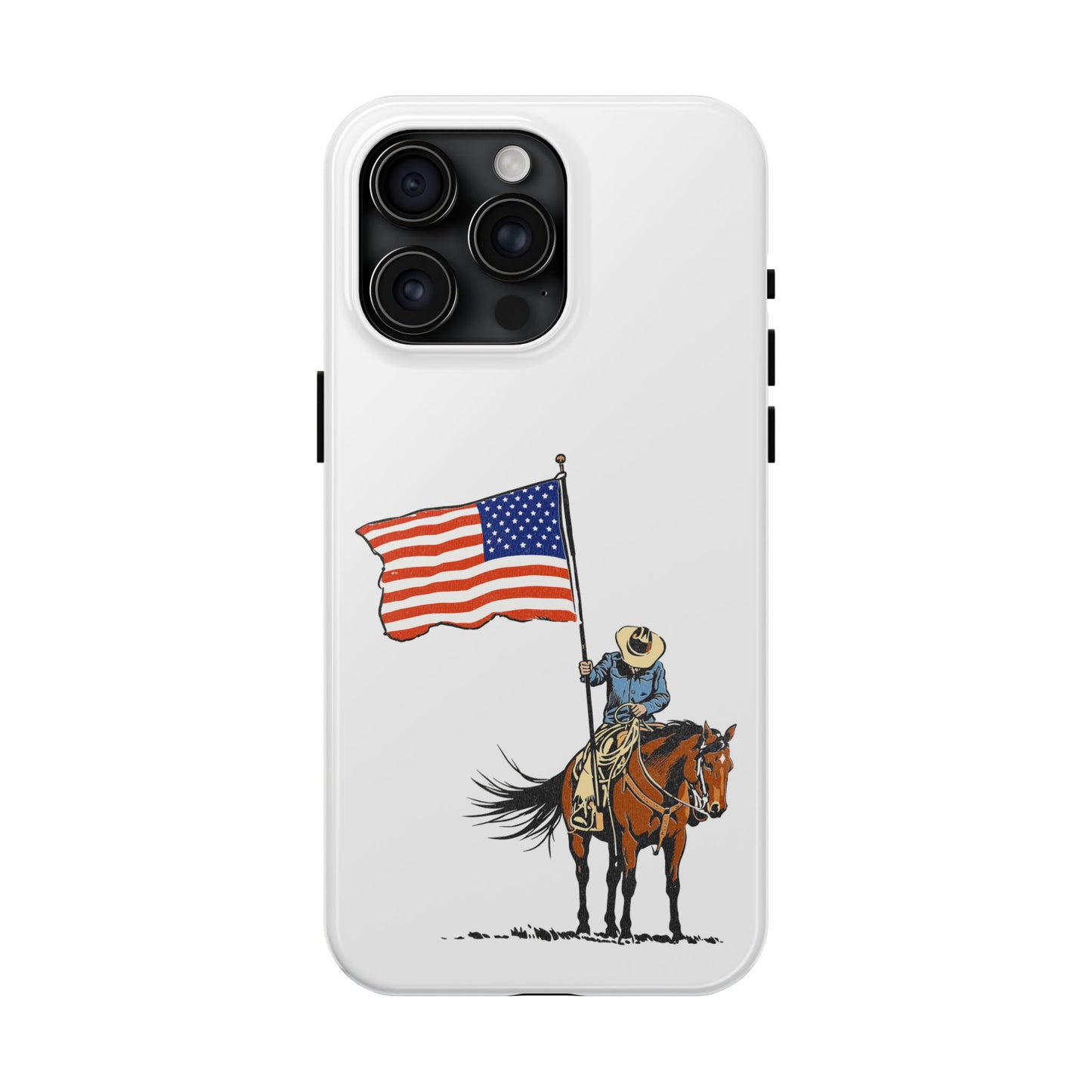 Rugged Western Phone Case — Cowboy Holding American Flag
