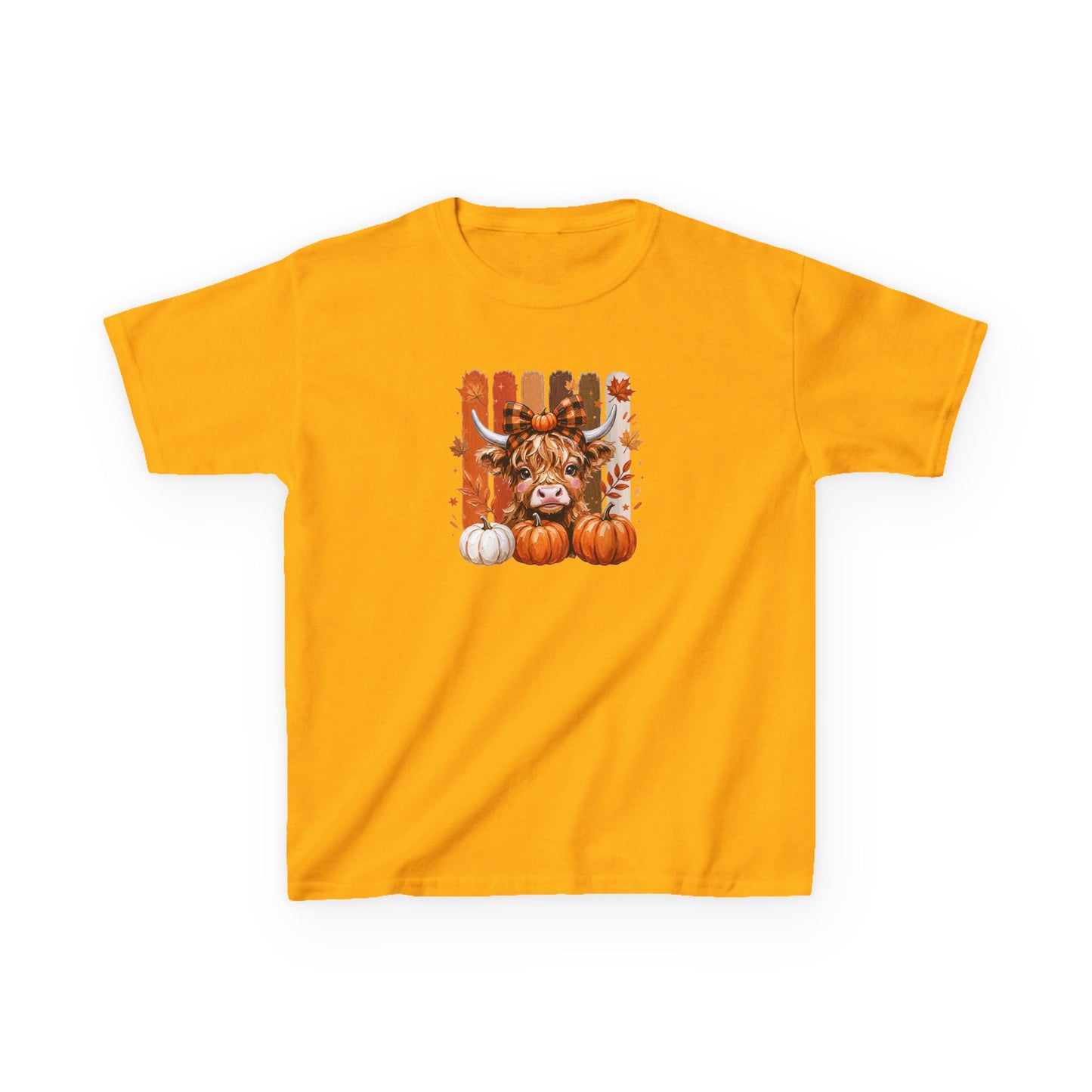 Kids Fall Cow Pumpkin T-Shirt