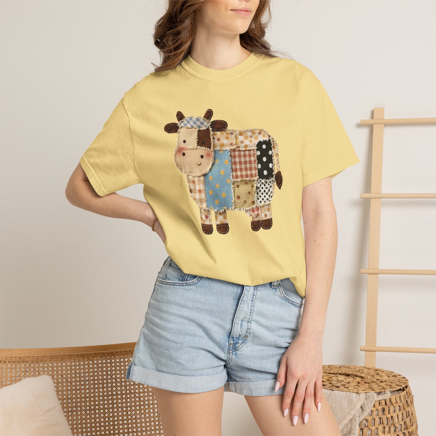 Patchwork Cow Print T-Shirt — Cute Farm Animal Graphic Tee