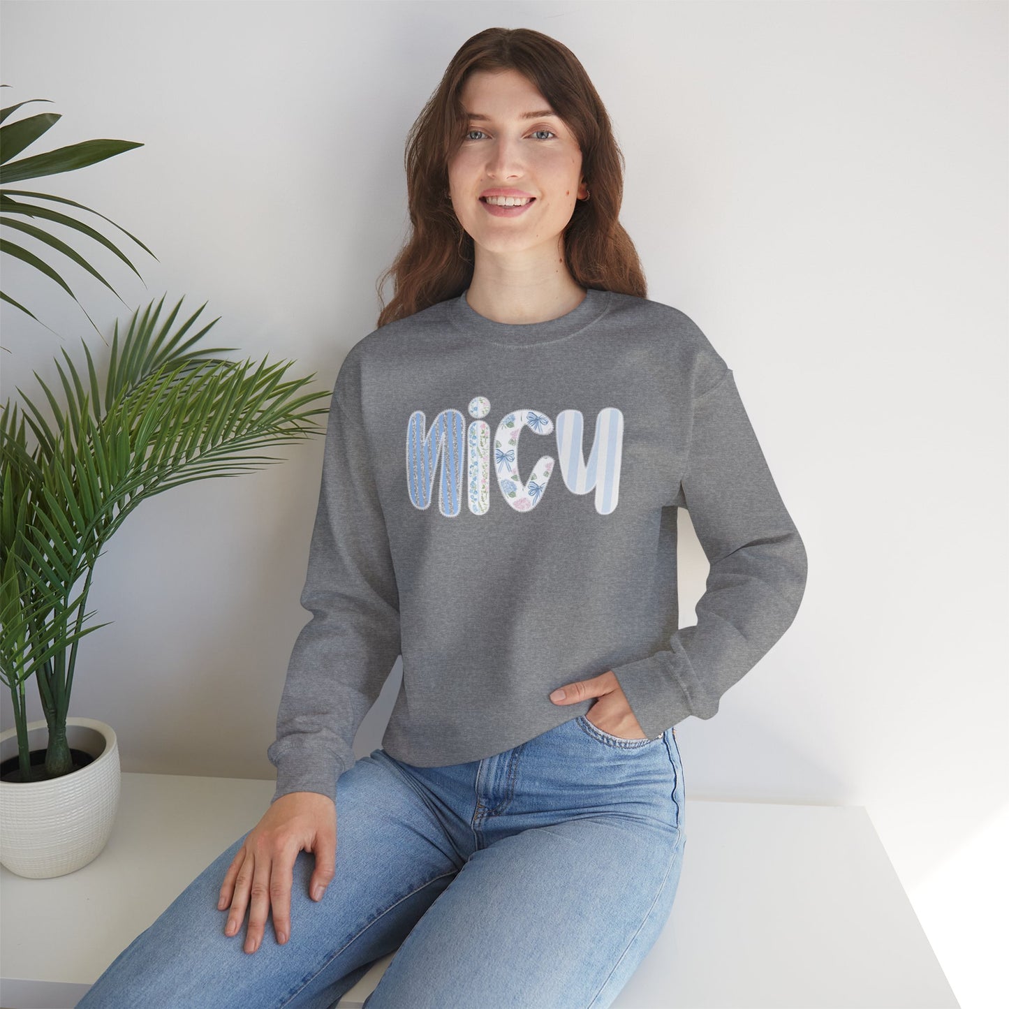 Cozy 'NICU' Pastel Pattern Crewneck Sweatshirt