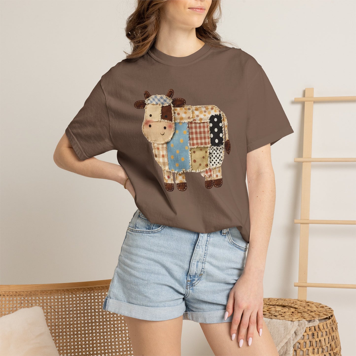 Patchwork Cow Print T-Shirt — Cute Farm Animal Graphic Tee