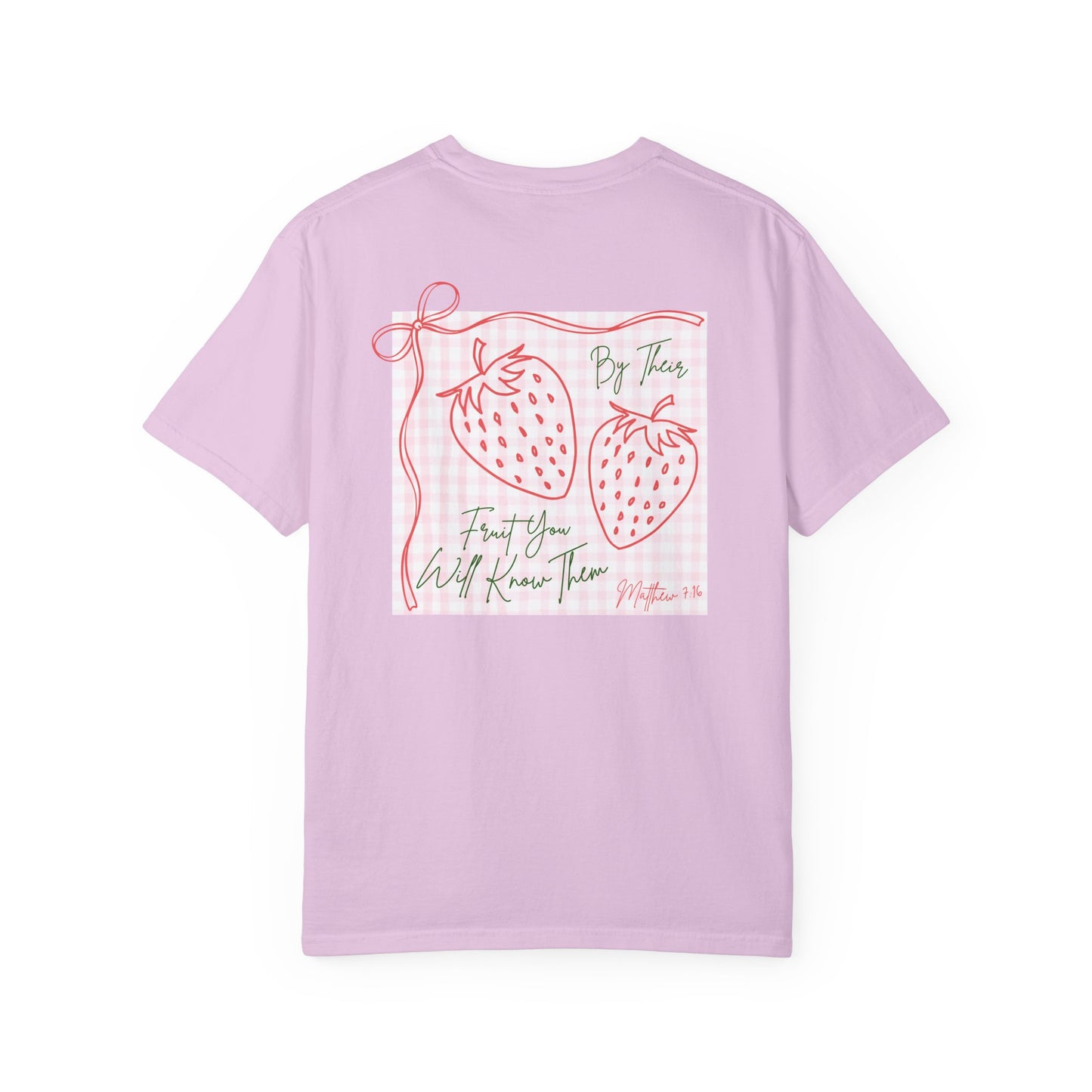 Strawberry Sketch T-Shirt — 'Matthew 7:16 Fruit' Graphic Tee