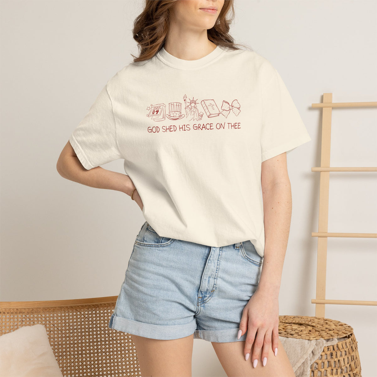Graphic T-Shirt — 'God Shed His Grace On Thee' Minimal Line Art