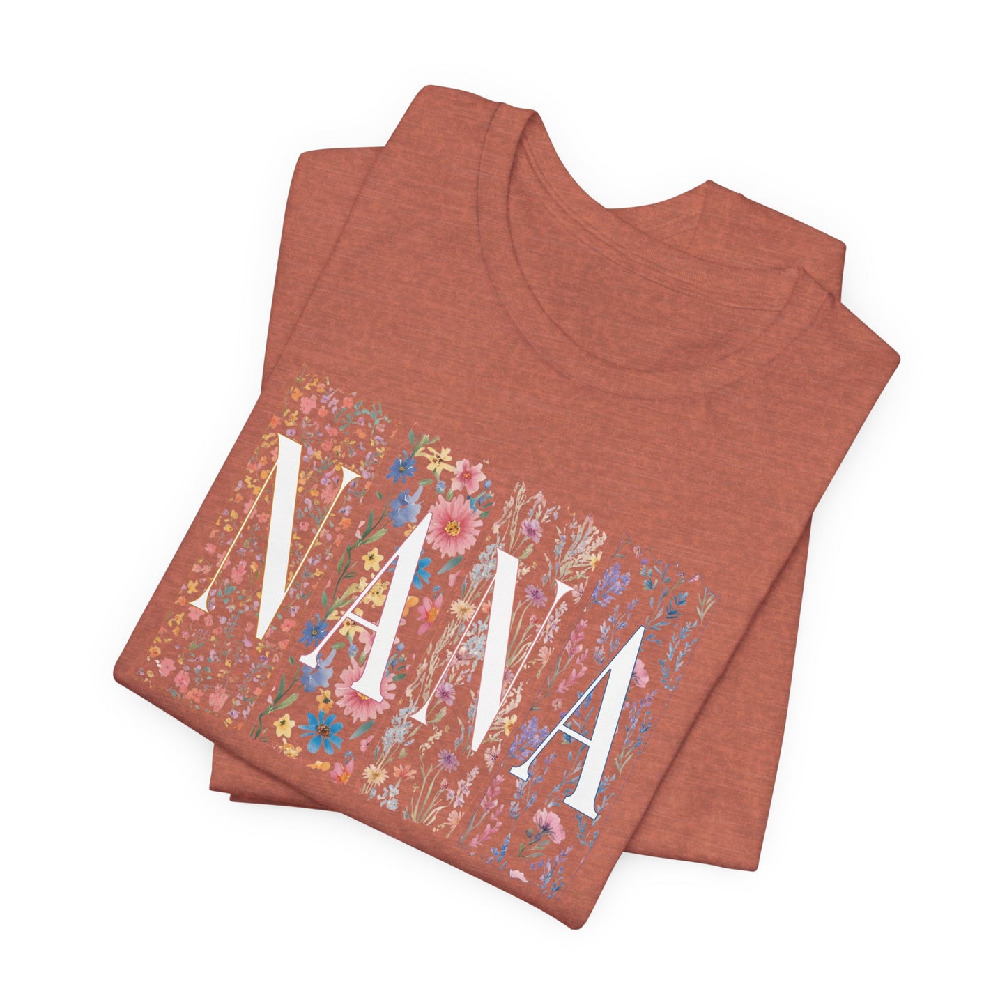 Floral Meadow "Nana" Graphic Tee — Colorful Wildflower Illustration T-Shirt