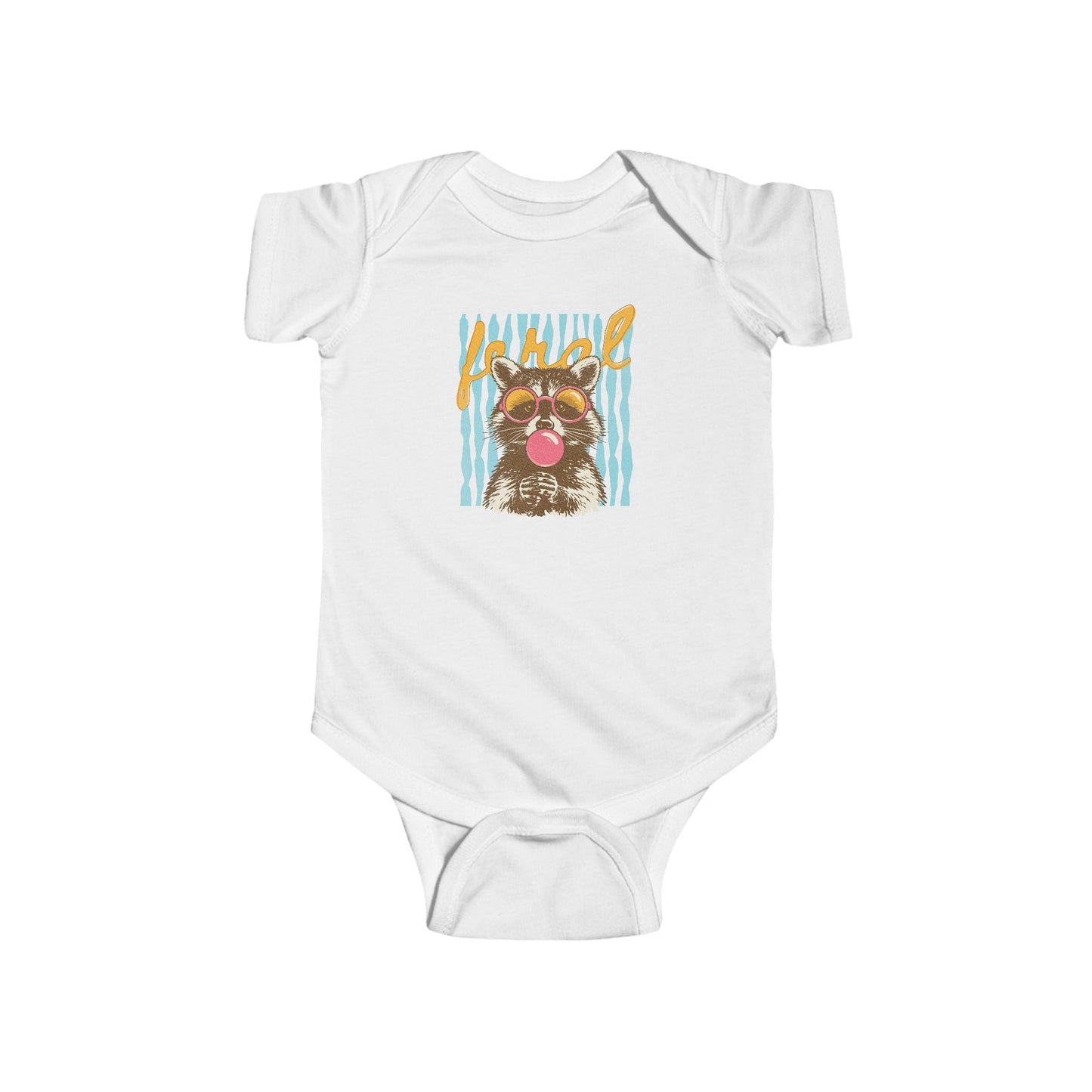Baby Bodysuit — Cute Raccoon with Sunglasses & Popsicle Summer Infant Onesie