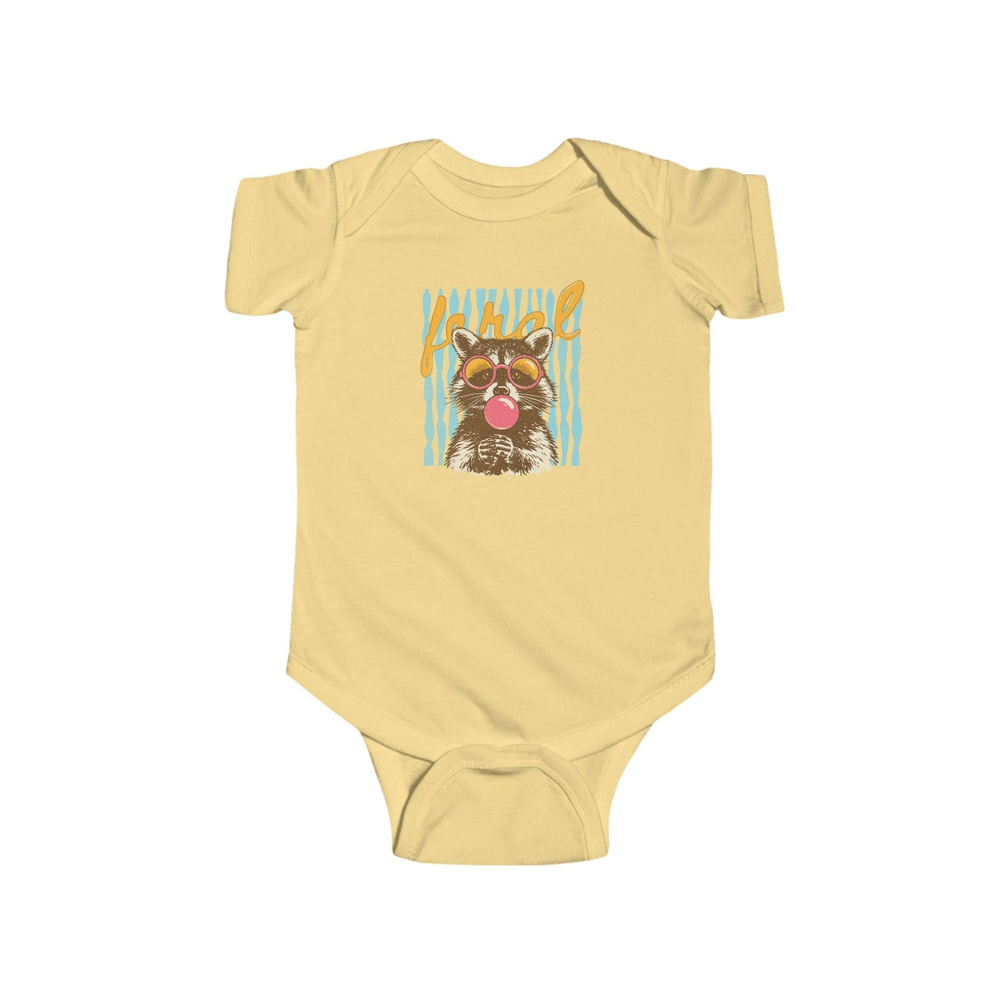Baby Bodysuit — Cute Raccoon with Sunglasses & Popsicle Summer Infant Onesie