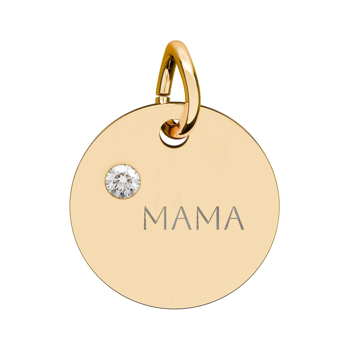 Engraved Birthstone Circle Charm 'MAMA' - Pendant Only