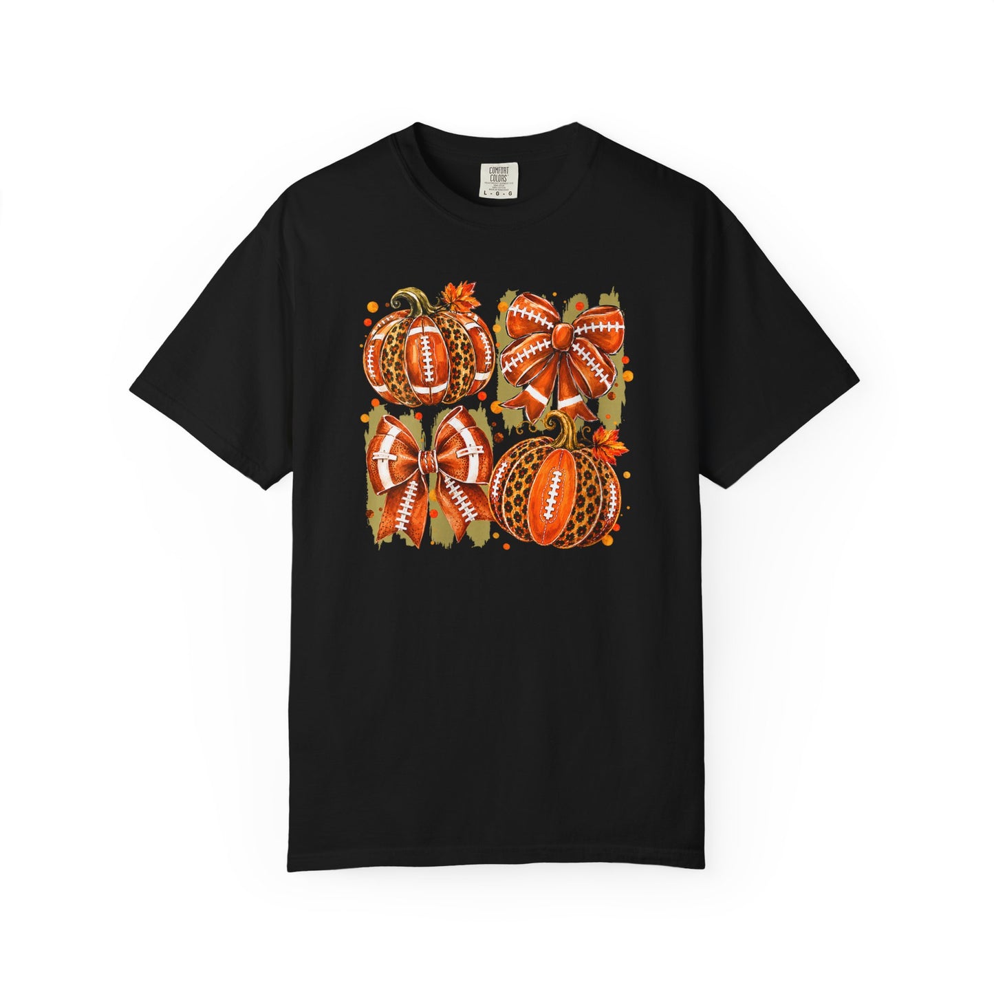Pumpkin Patch Fall Football T-Shirt — Rustic Orange Autumn Pumpkins Tee