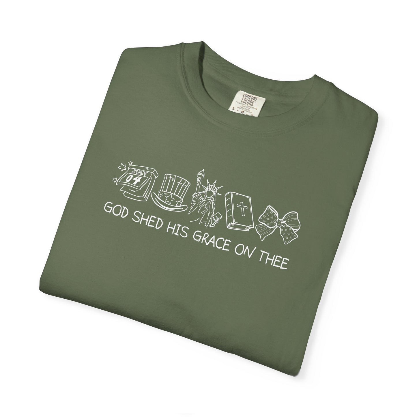 Graphic T-Shirt — 'God Shed His Grace On Thee' Minimal Line Art