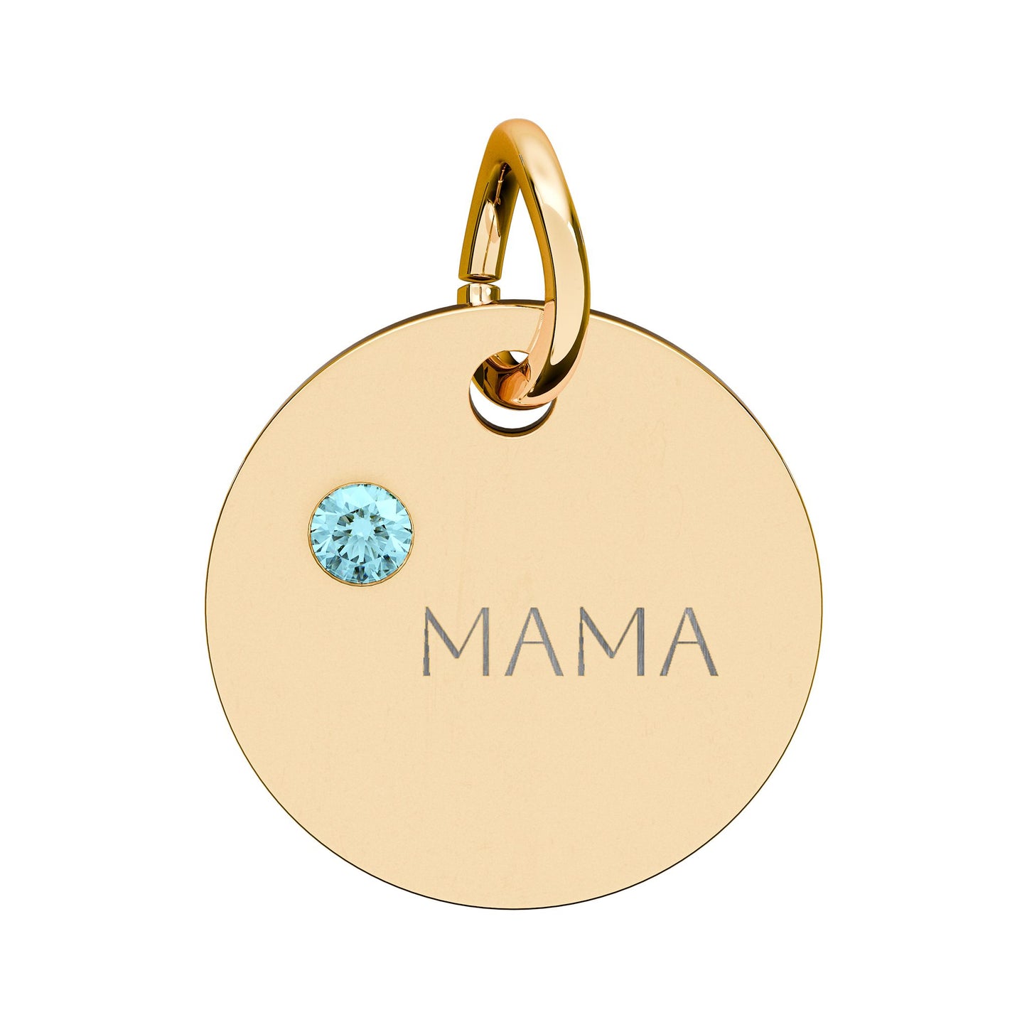 Engraved Birthstone Circle Charm 'MAMA' - Pendant Only