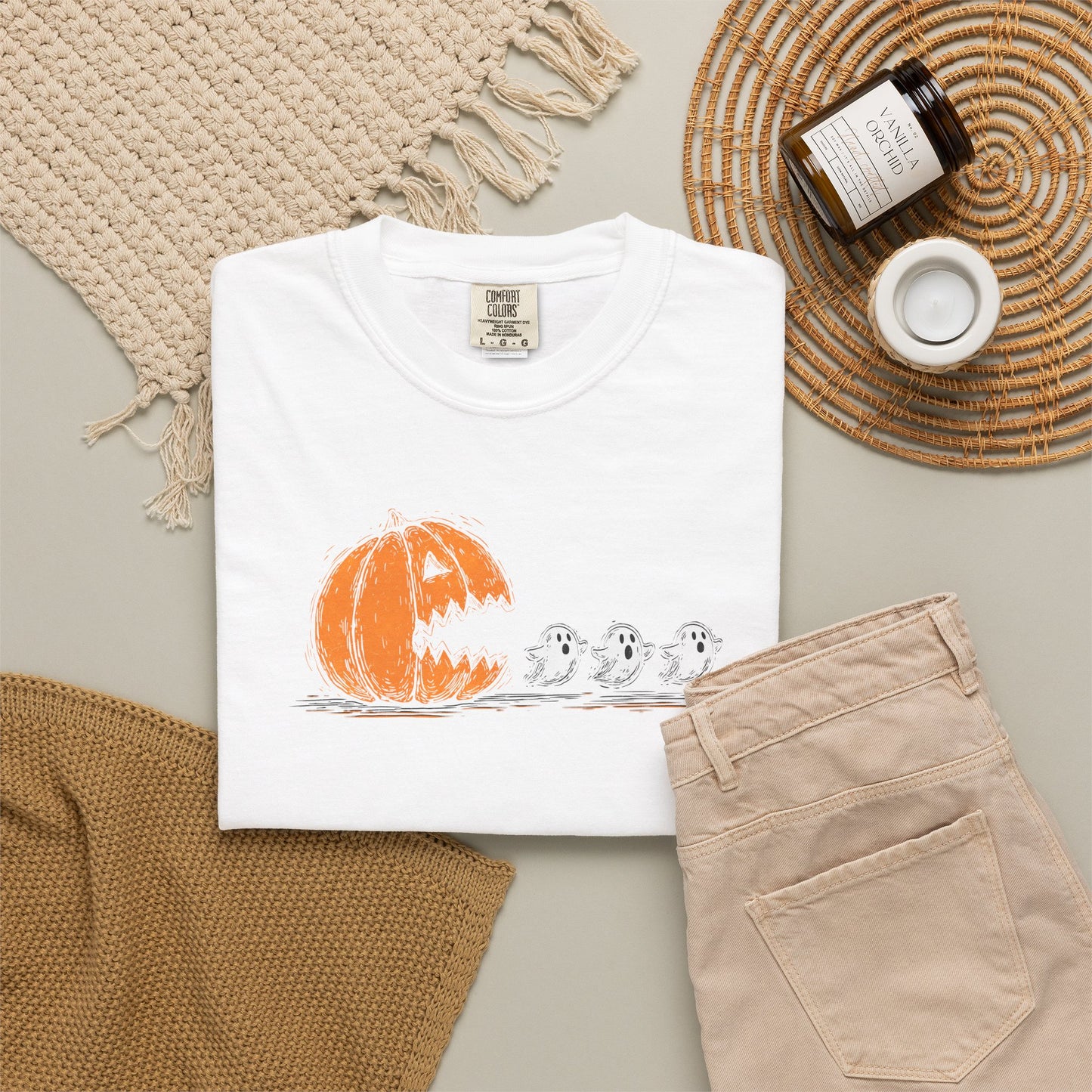 Halloween "Pac Man: Pumpkin Ghosts T-Shirt — Cute Trio Spooky Tee