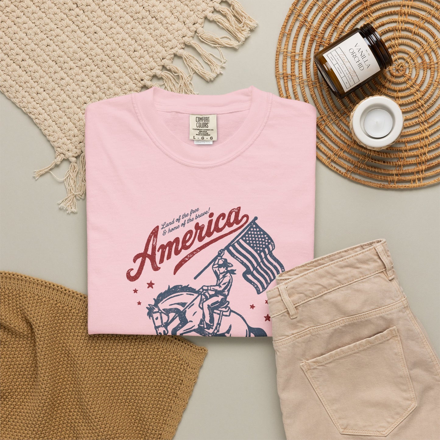 America Cowboy Flag T-Shirt – Retro Patriotic Rodeo Tee