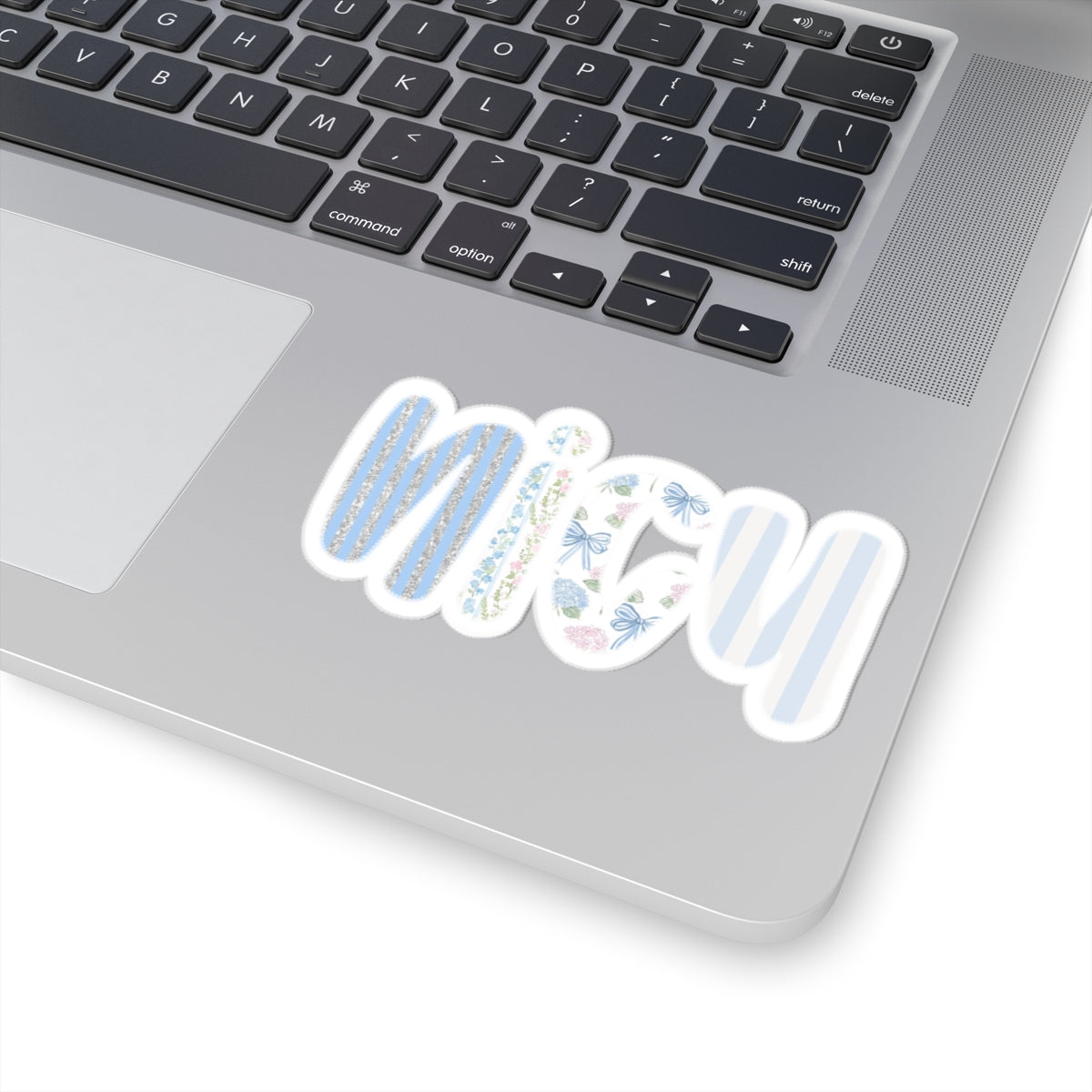 NICU Blue Floral Sticker — Kiss-Cut Laptop Decal
