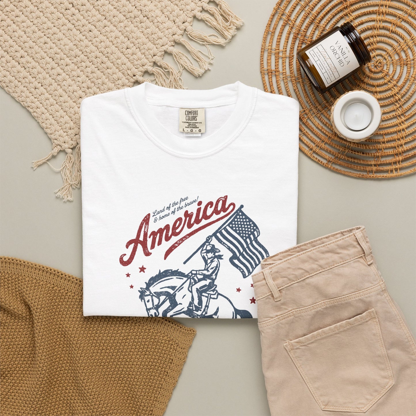 America Cowboy Flag T-Shirt – Retro Patriotic Rodeo Tee