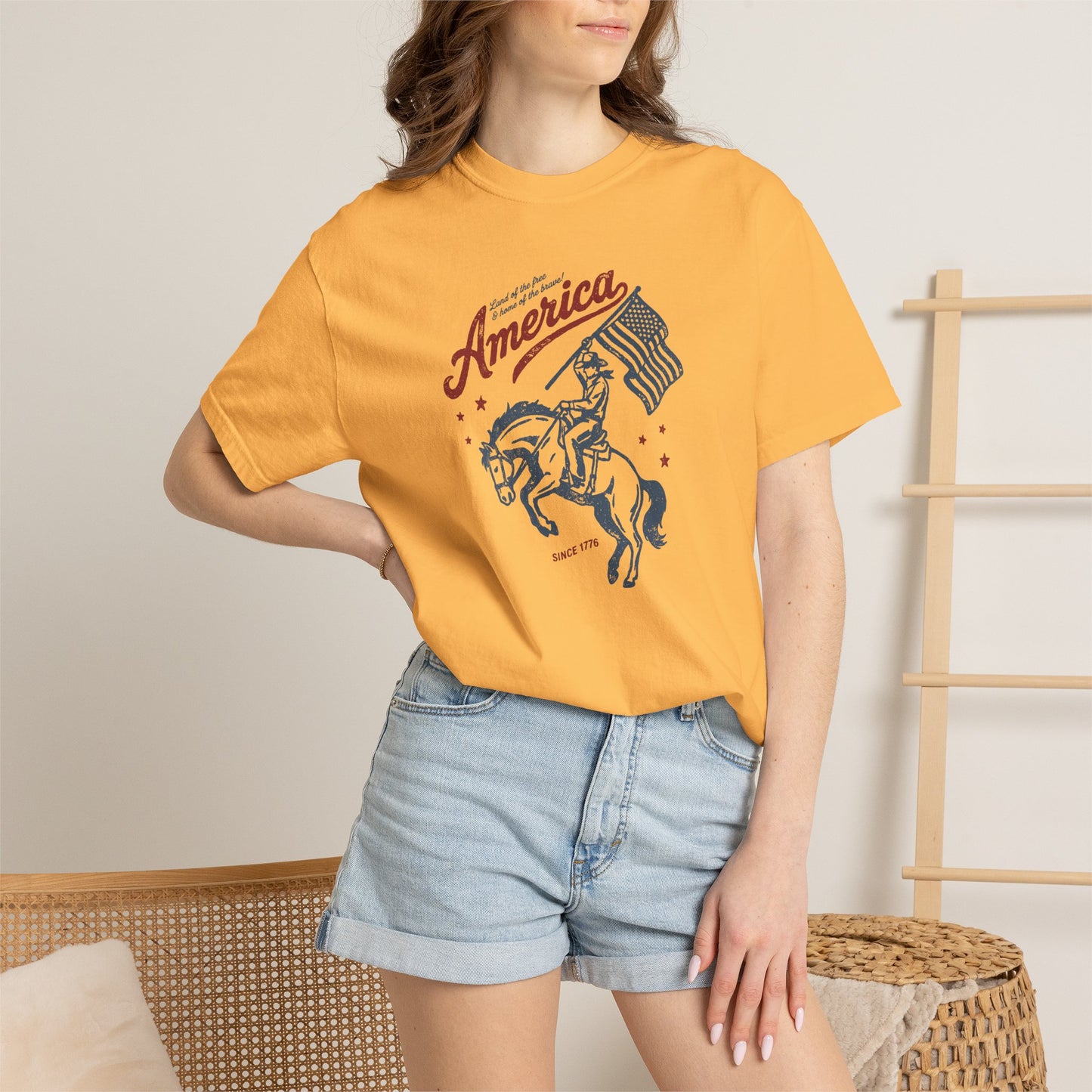 America Cowboy Flag T-Shirt – Retro Patriotic Rodeo Tee