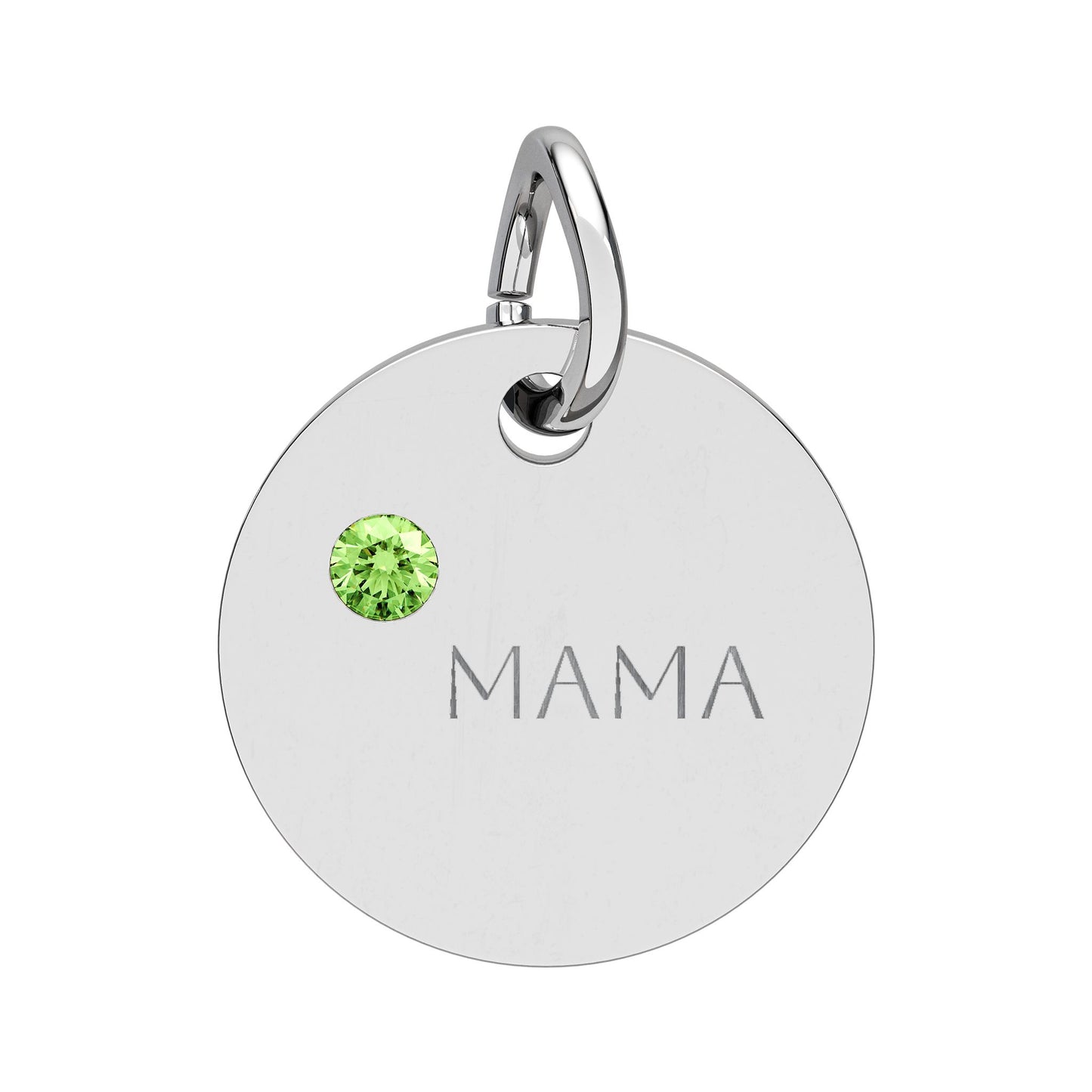 Engraved Birthstone Circle Charm 'MAMA' - Pendant Only