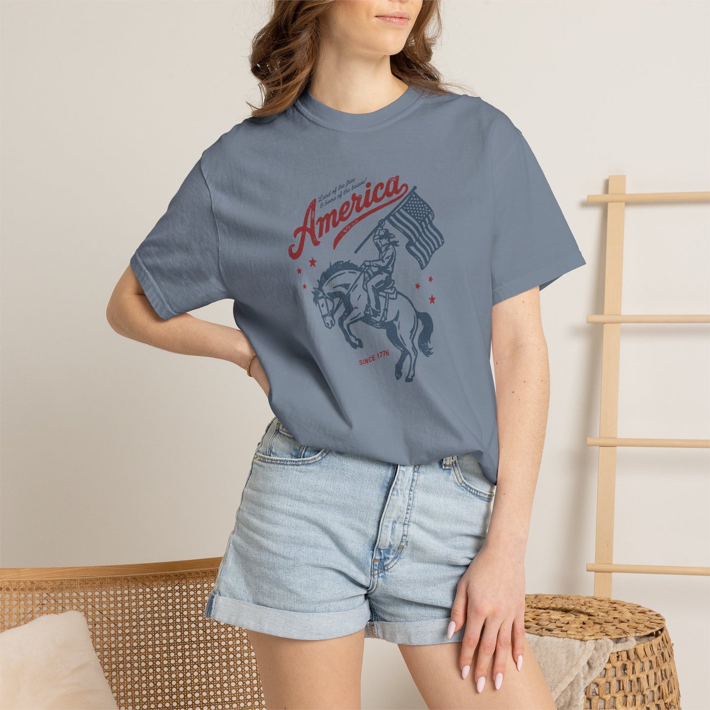 America Cowboy Flag T-Shirt – Retro Patriotic Rodeo Tee