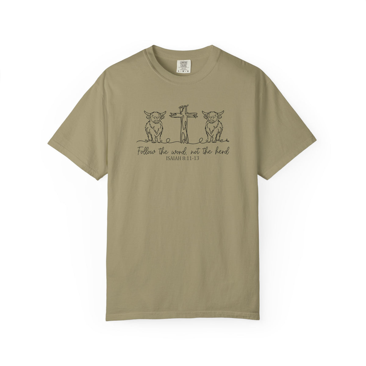 Christian Cross & Cow T-Shirt — "Follow the Word, Not the Herd" Graphic Tee