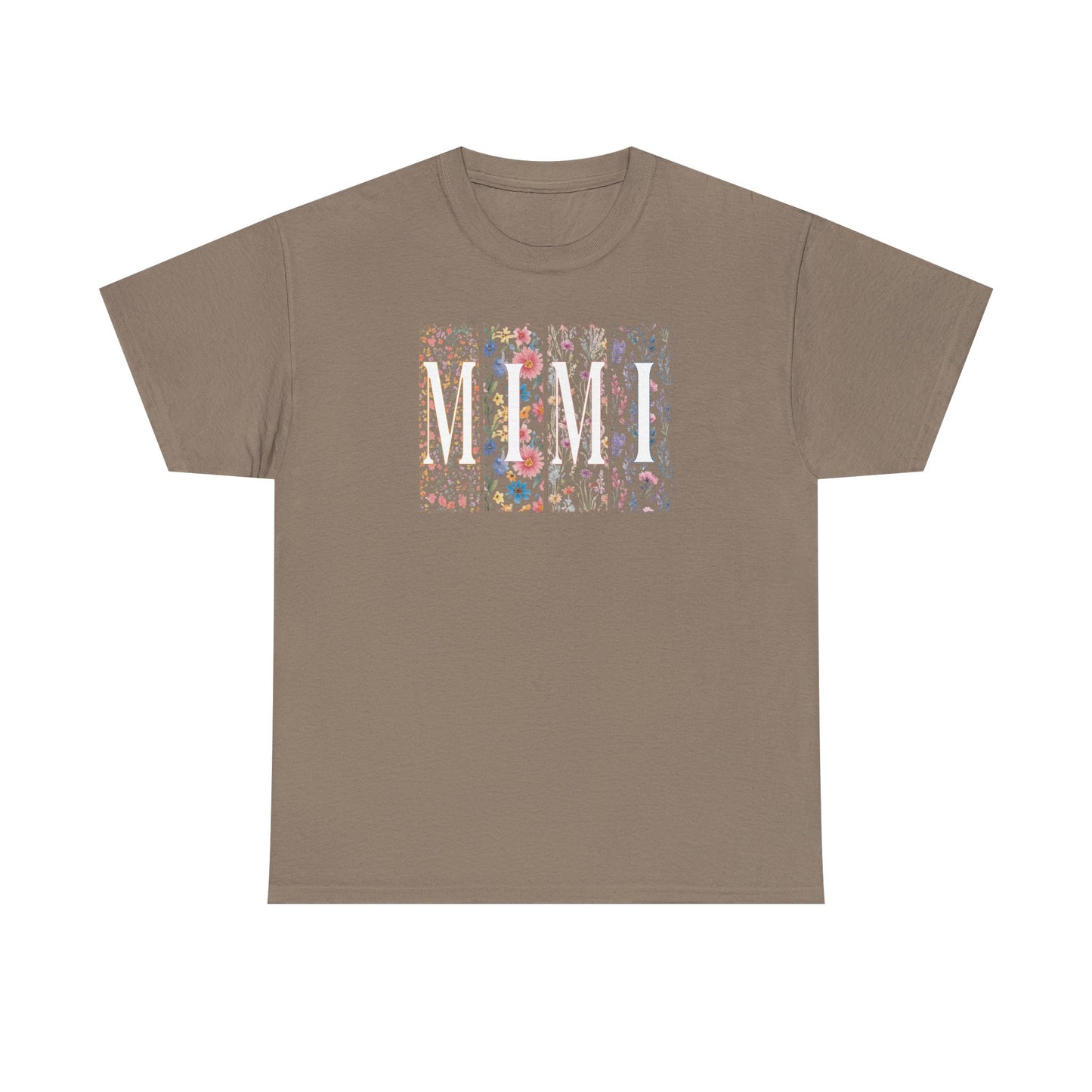 Floral Watercolor "Mimi" Striped Tee — Colorful Botanical Graphic T-Shirt
