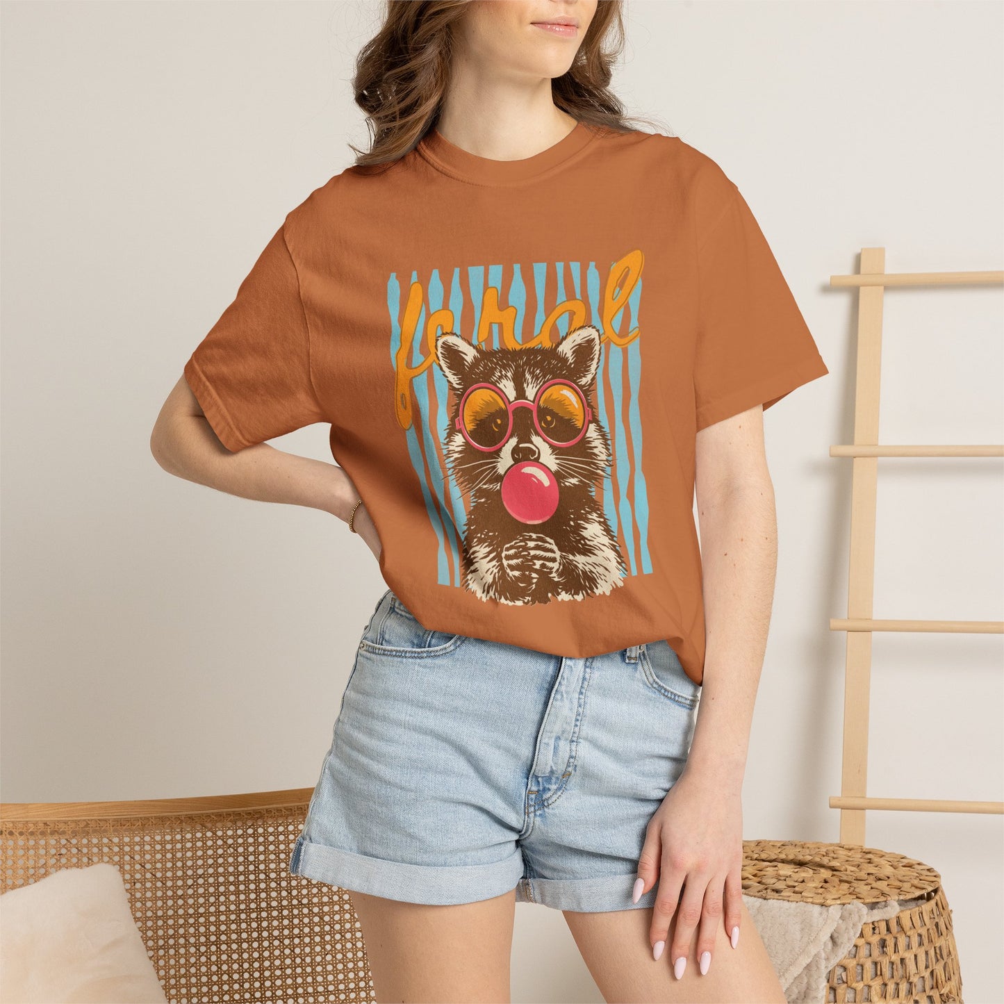 Raccoon Bubblegum Tee — Vintage Sunglasses Graphic T-Shirt